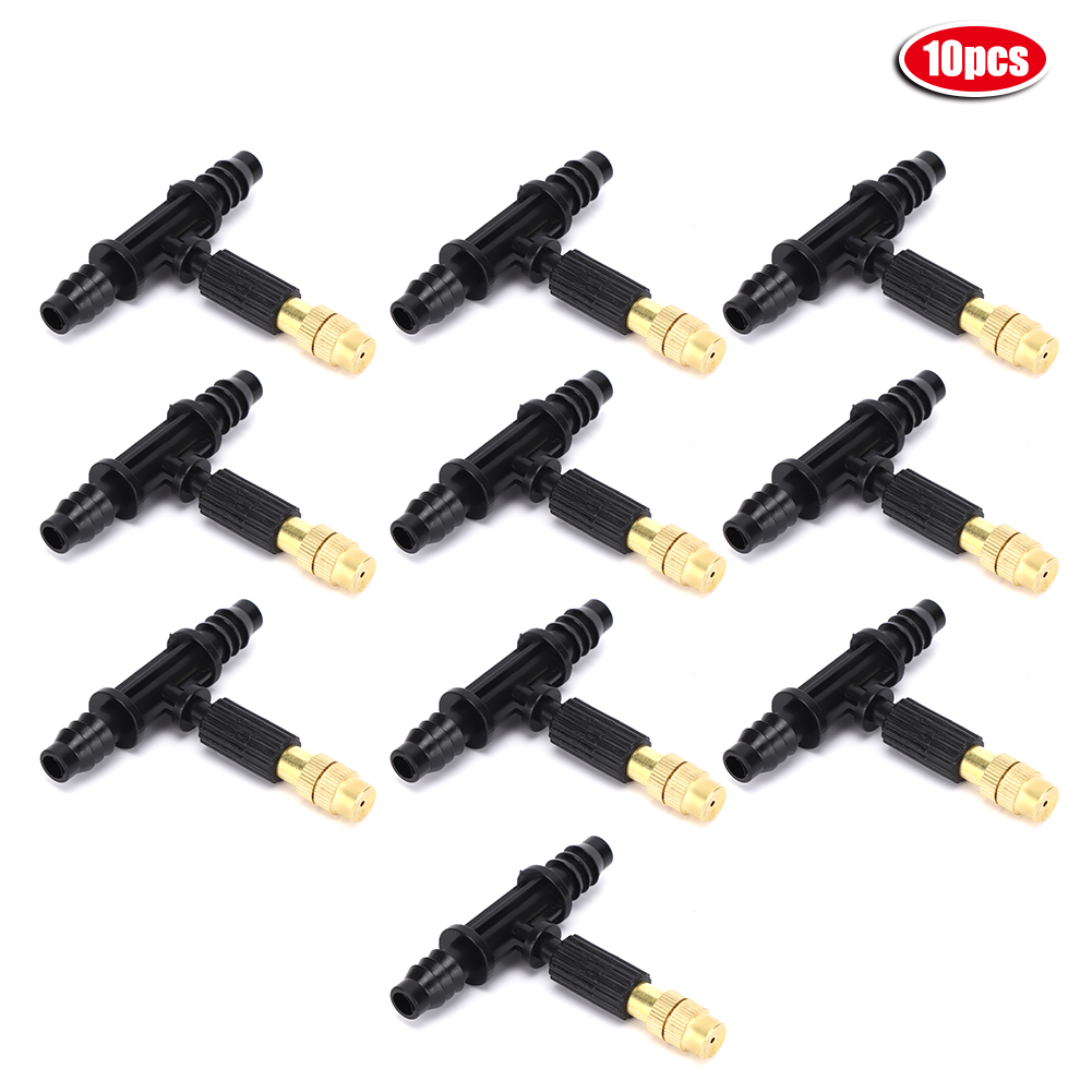 10er-pack Sprühdüsen Mit T-stück Für 8/12-zoll-gartenschläuche. Kühlendes Zubehör Für Gartenschläuche.