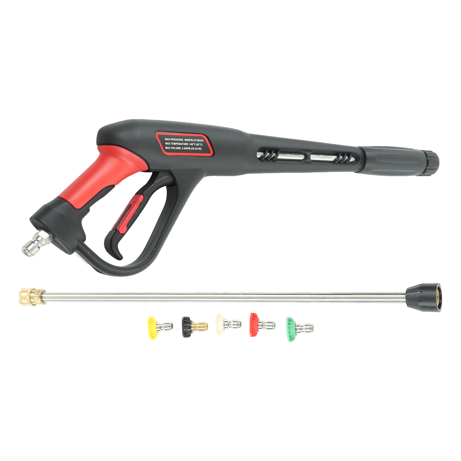 54 Cm 4000 Psi Hochdruckreinigerpistole, Multifunktional, Für Den Haus- Und Gartengebrauch, Mit Verlängerung Und 5-farbiger Düse (3/8"-anschluss).