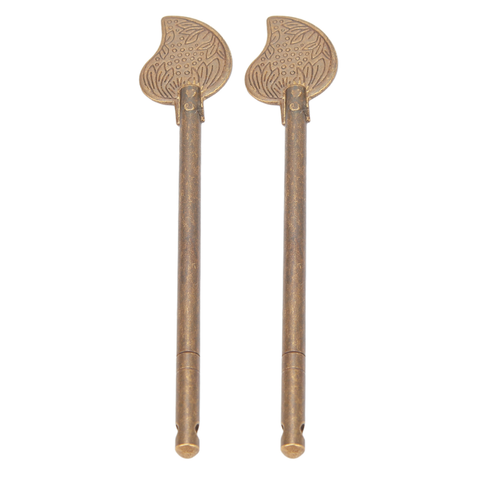 Set Aus 2 11 Cm Langen, Blattförmigen Verriegelungsstiften Im Retro-stil Aus Messing Für Türriegel Oder Möbelschlüssel.