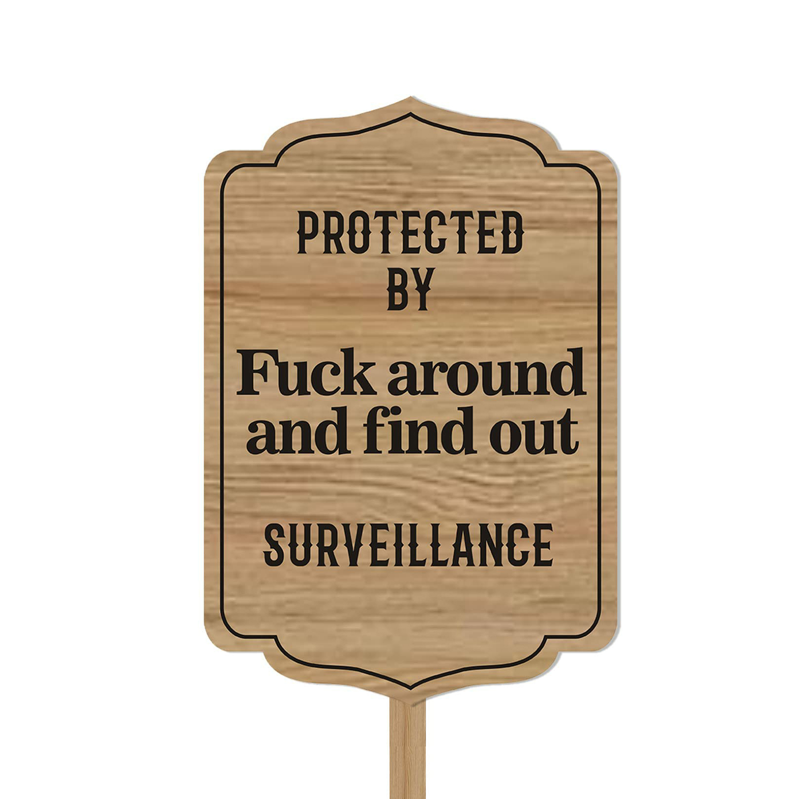 Rechteckiges Warnschild Aus Holz Mit Wasserfester Beschichtung Zur Überwachung Von Hof Und Garten Sowie Zur Haussicherheit.