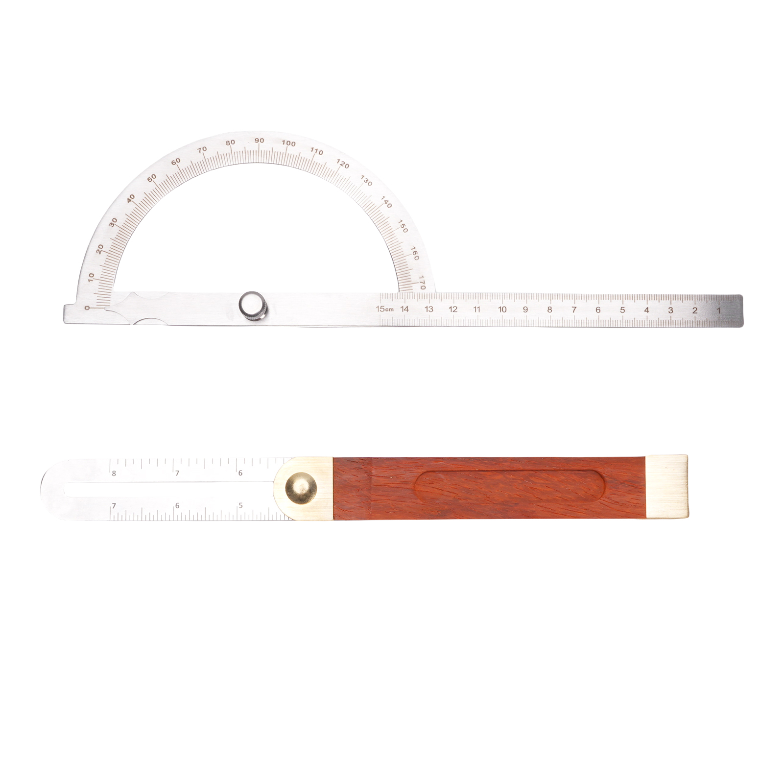 Winkelmesser-set Aus Edelstahl, Messing Und Holz, Mit Verstellbarem Winkellineal Und Verschiebbarer T-lehre Für Die Holzbearbeitung.
