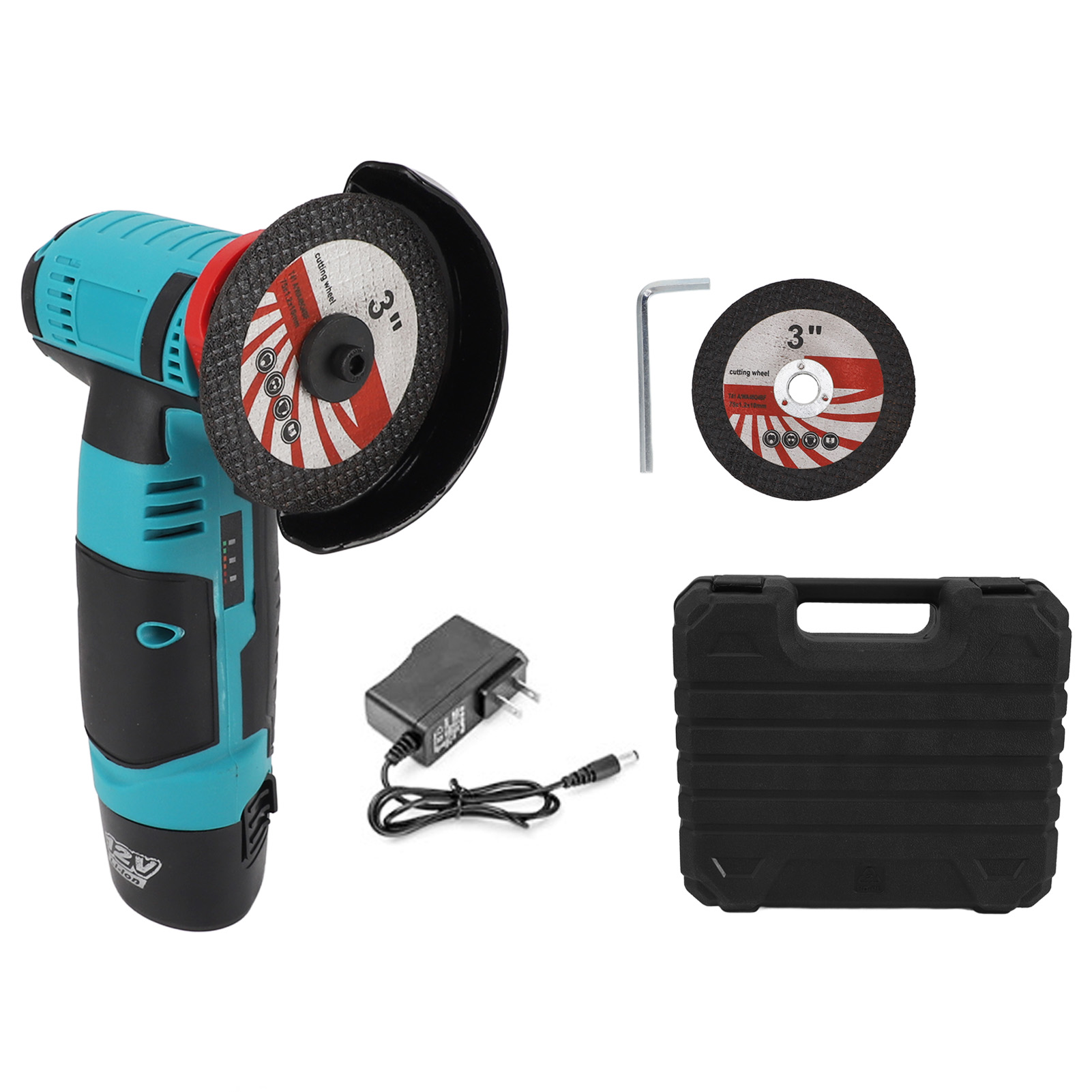 7,6 Cm (3 Zoll) Akku-winkelschleifer, 12 V, Tragbarer Elektrischer Schleifer, 1500 Mah Akku, Leichter Mini-schleifer Zum Polieren, 100–240 V Us-stecker