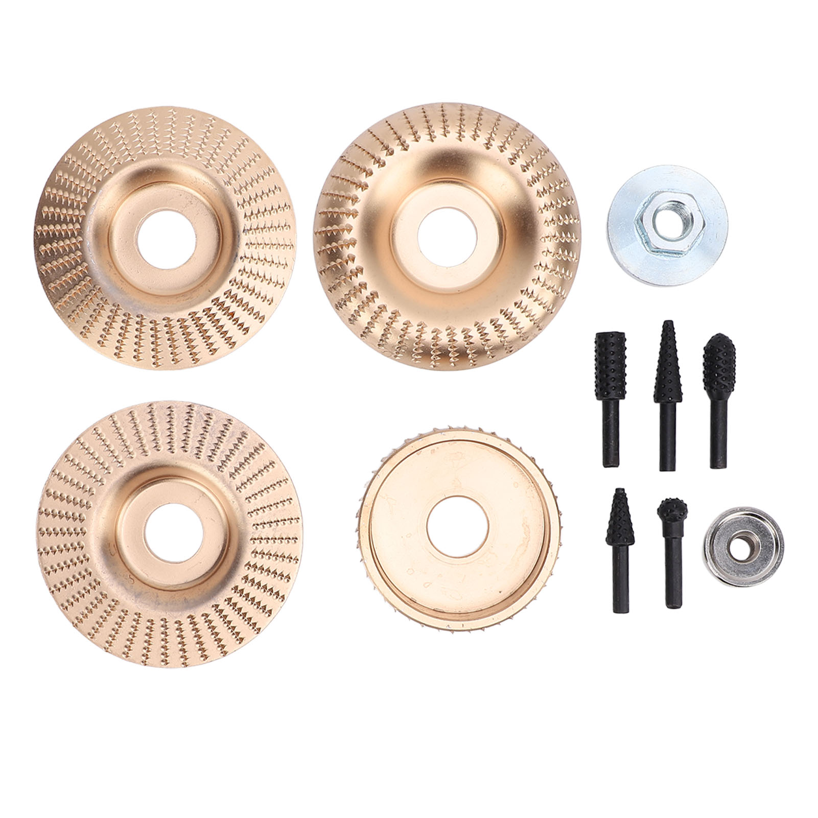 Set Aus 4 Holzschnitzscheiben Für Winkelschleifer, Aus Kohlenstoffstahl, Mit 5 Rotierenden Fräsern Für Winkelschleifer Von 10 Bis 11,5 Cm (4 Bis 4-1/2 Zoll).