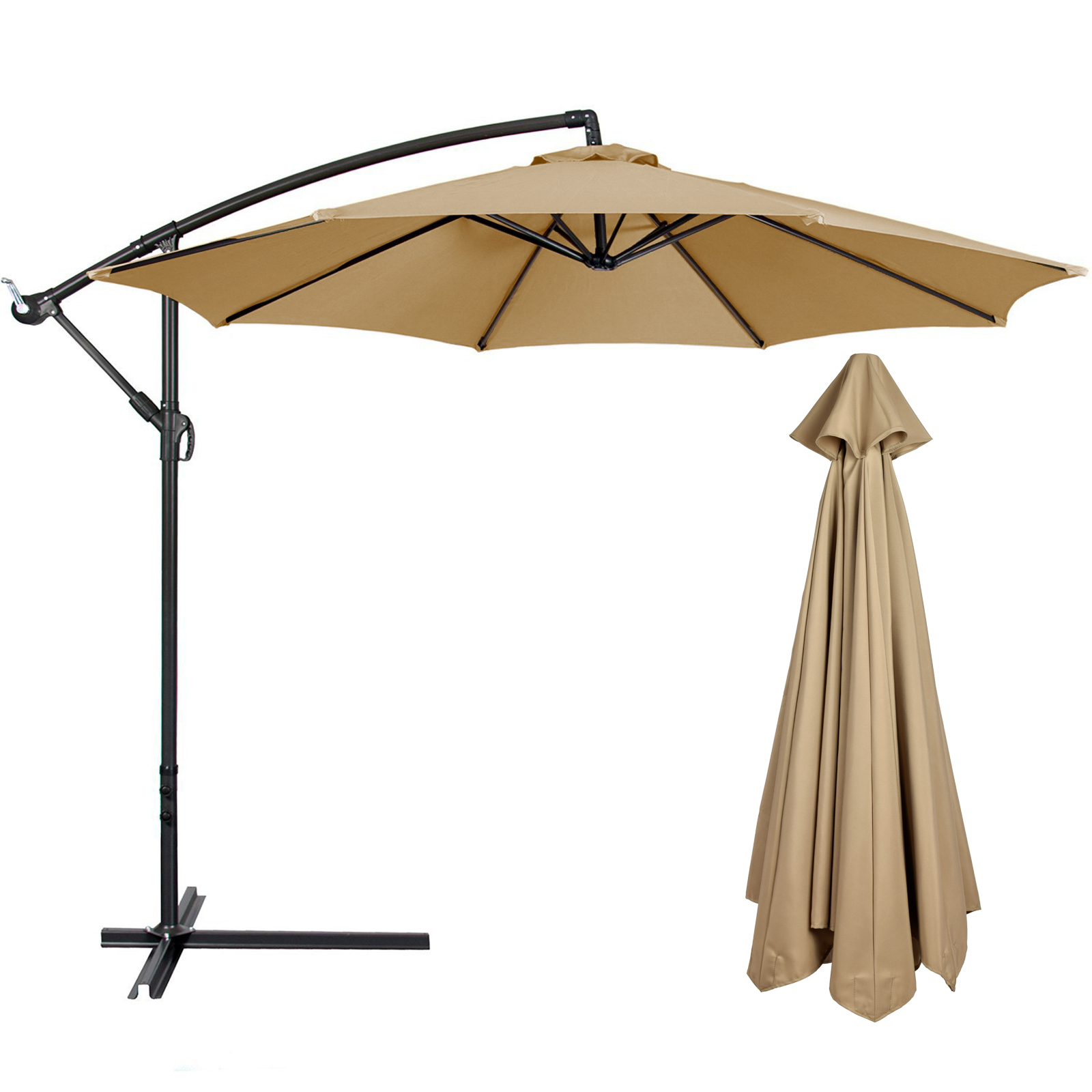 Wasserdichtes Polyester-ersatzdach Für Einen 2,7 M Großen Sonnenschirm Mit 8 Streben, Beige Farbe.
