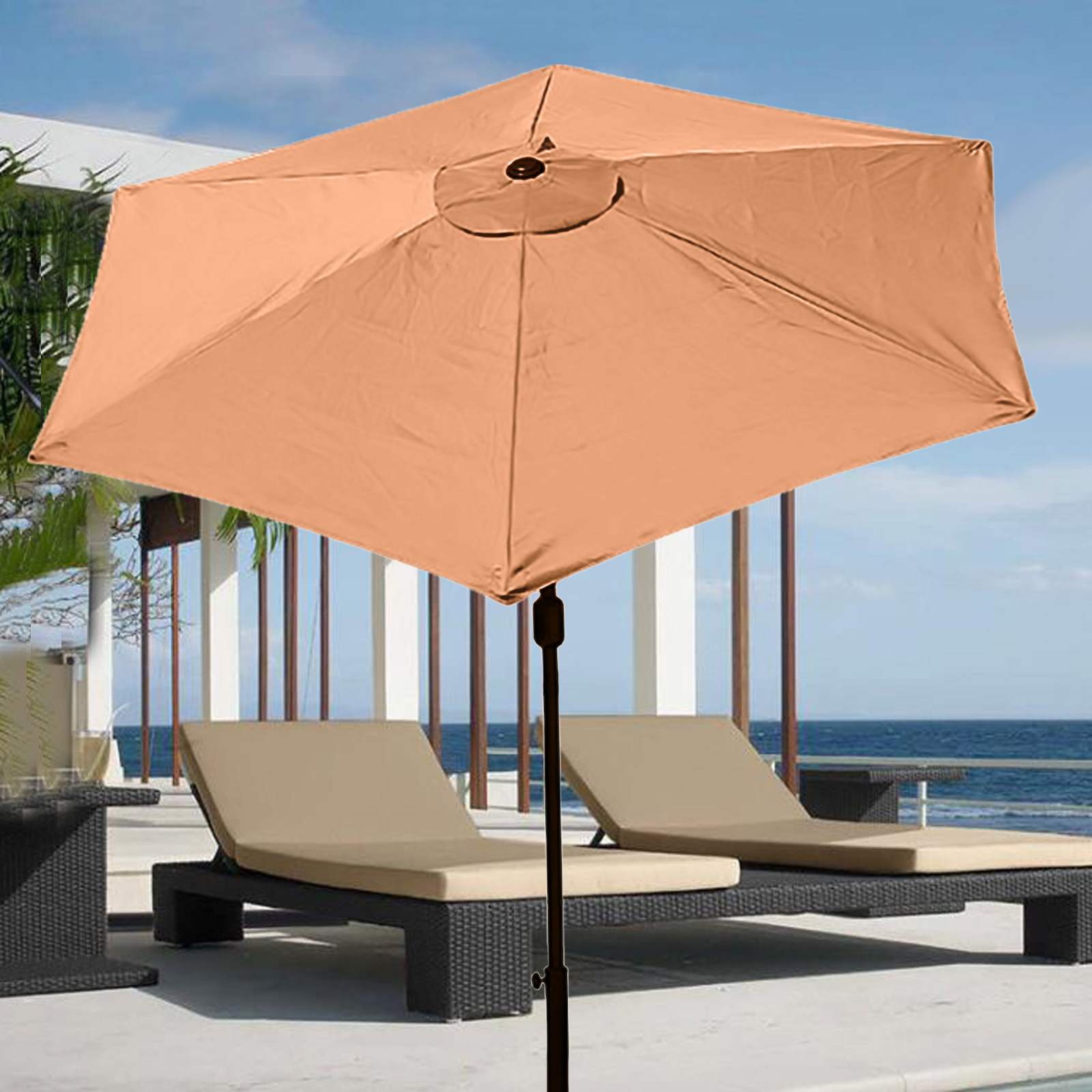 Set Mit 2 Beigefarbenen Ersatzdächern Für Terrassen-sonnenschirme (3 M), 6 Streben, Für Terrasse, Hof Oder Außenterrasse.