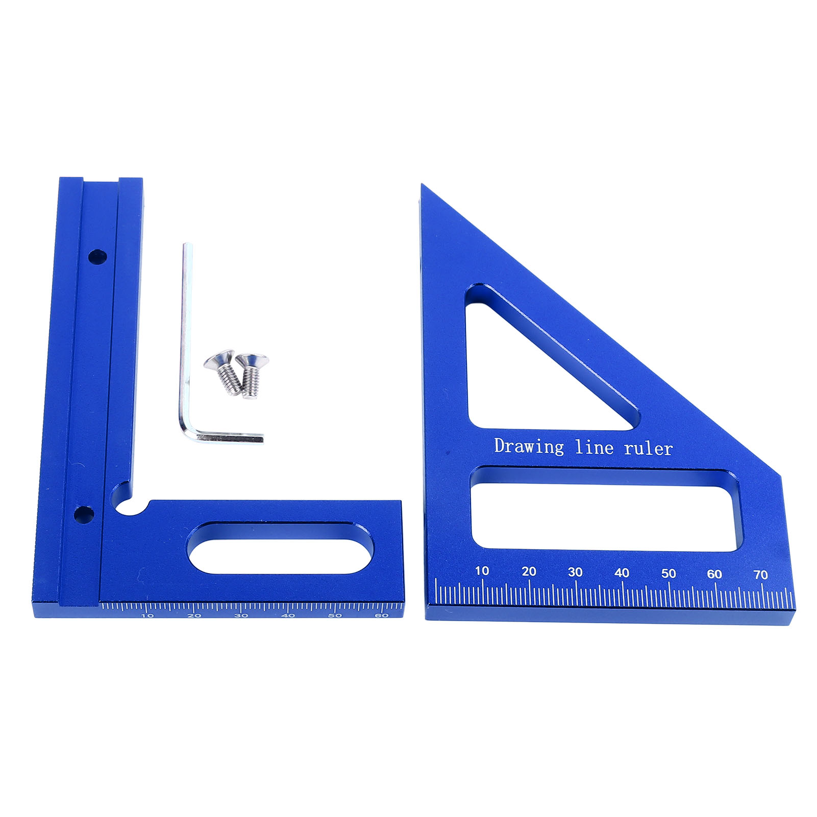 3d 45°/90° Mehrwinkelmesswinkel Aus Aluminiumlegierung Für Holzbearbeitung, Markierungs- Und Messwerkzeuge (blau).
