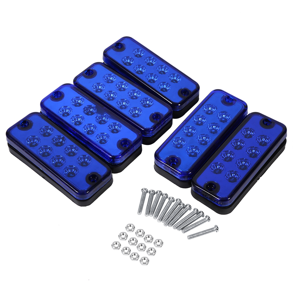 Set Mit 6 Seitenmarkierungsleuchten Mit Je 8 Blauen Leds Für Lkws Und Anhänger.