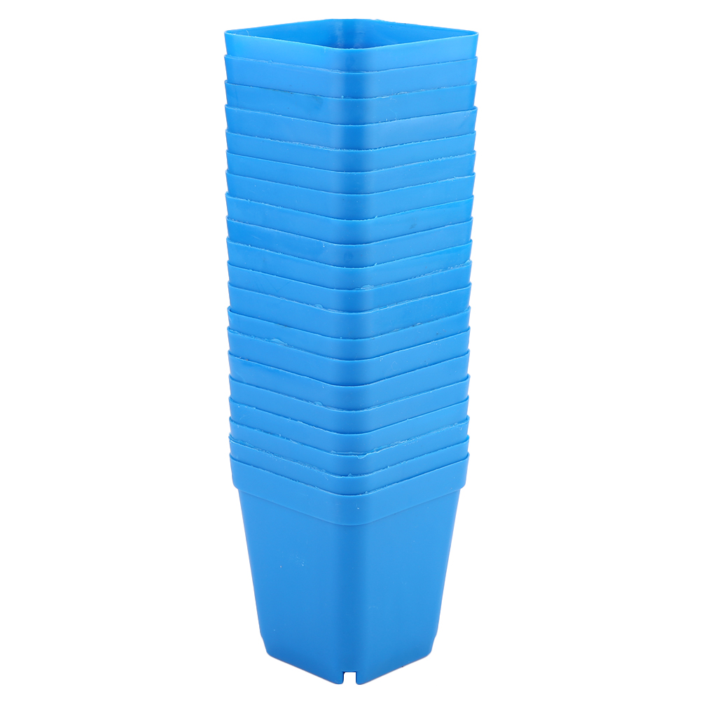 Set Mit 20 Modernen Mini-töpfen Für Sukkulenten, Kleine Kunststoffbehälter, Quadratische Scheuertöpfe (blau)