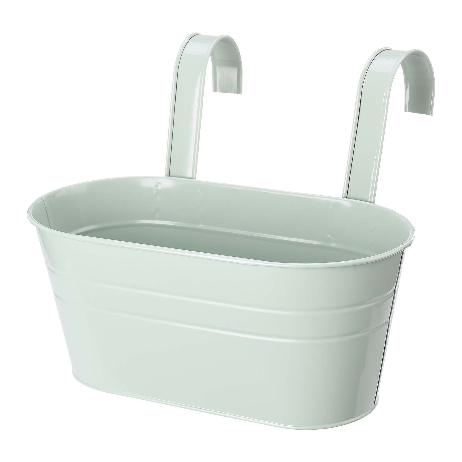 Set Aus 4 Hängenden Blumentöpfen Mit Abnehmbaren Haken, Aus Eisen Und Metall, Für Balkon Oder Geländer, Blau.