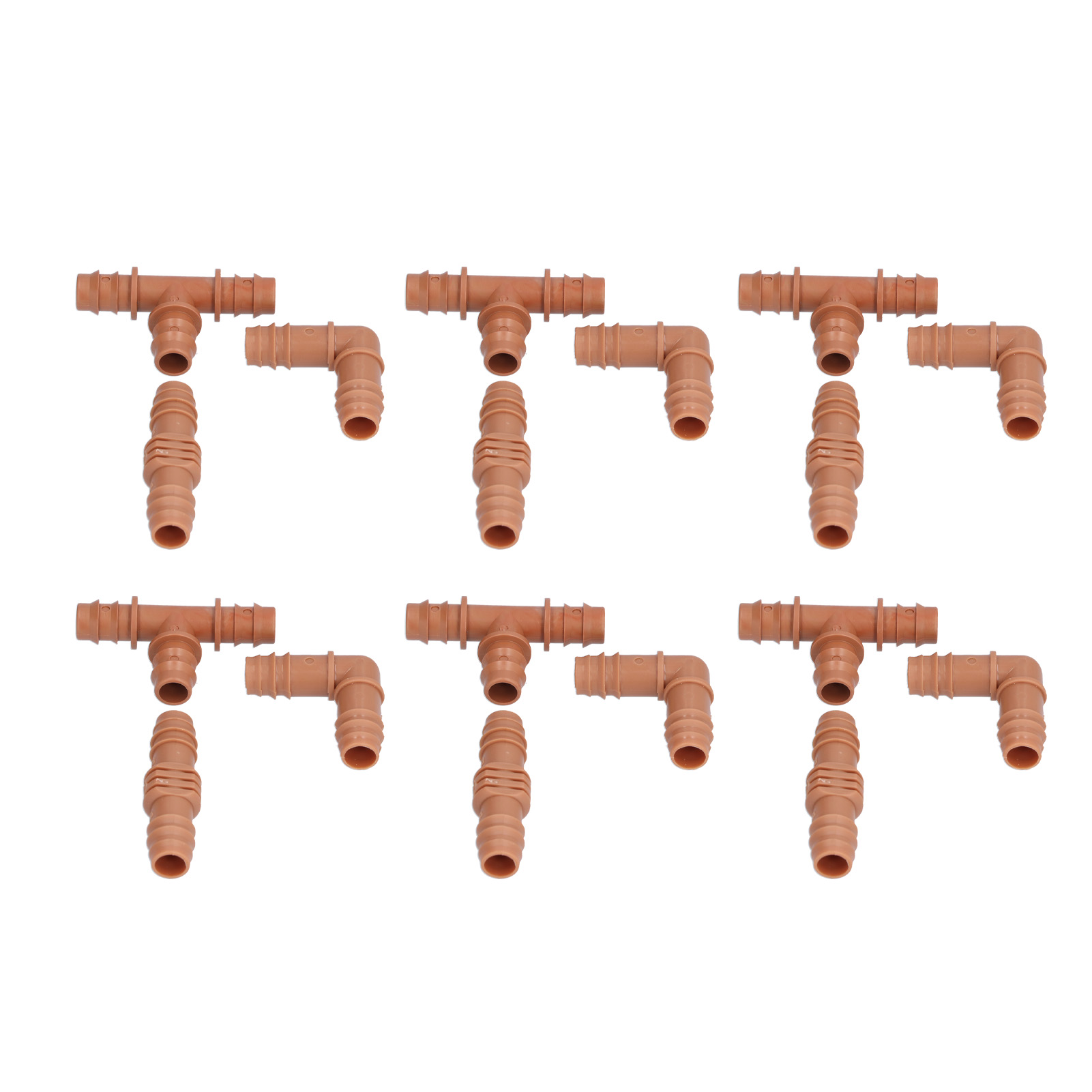 Set Mit 18 Bewässerungsarmaturen, Braune Schlauchverbinder Mit Widerhaken Für 16-mm-schläuche