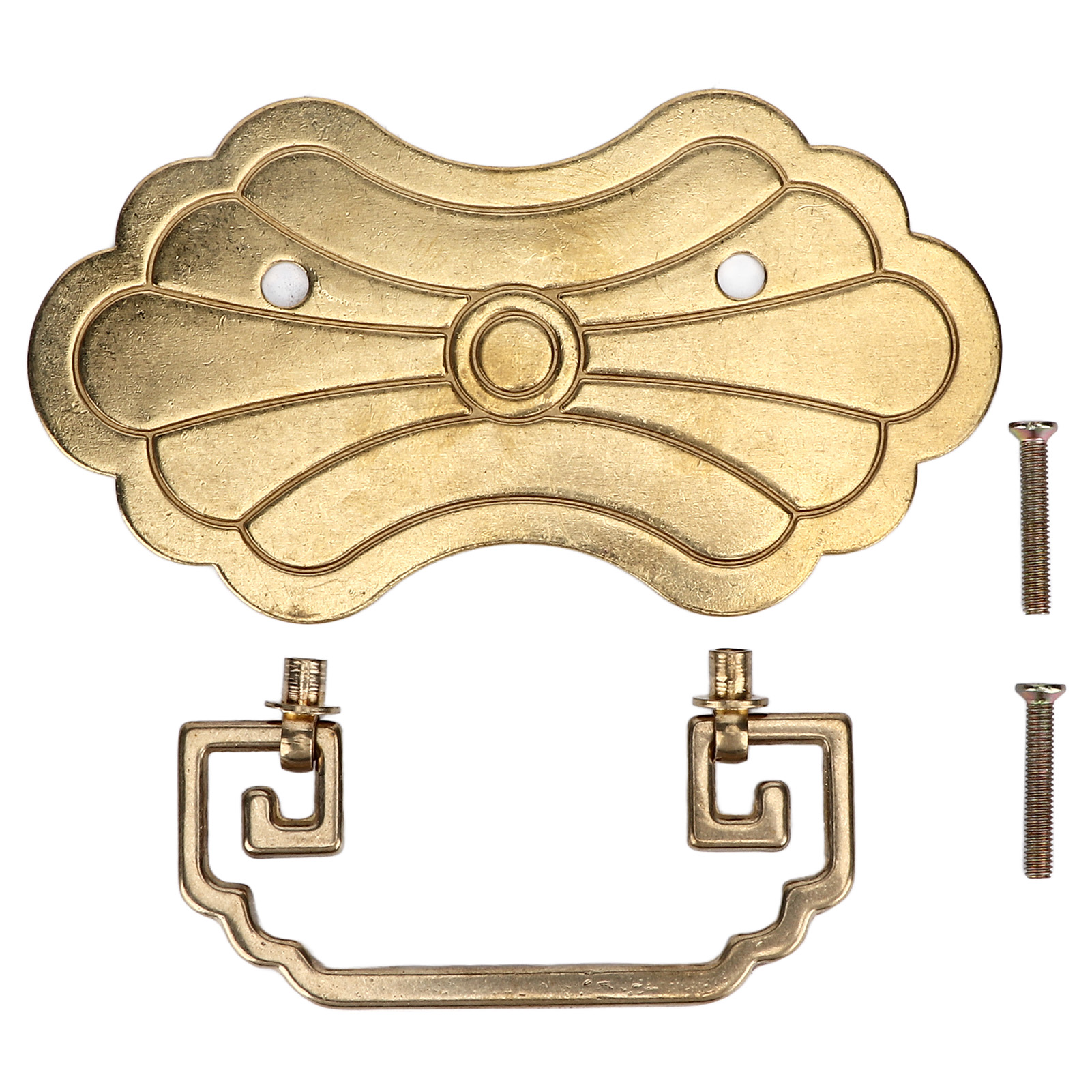 Antiker Schubladengriff 12,8 X 7 Cm, Motiv: Blume Des Reichtums, Retro-stil Im Chinesischen Stil, Aus Messing, Vintage-stil, Mit 2 Schrauben Für Bücherregale.
