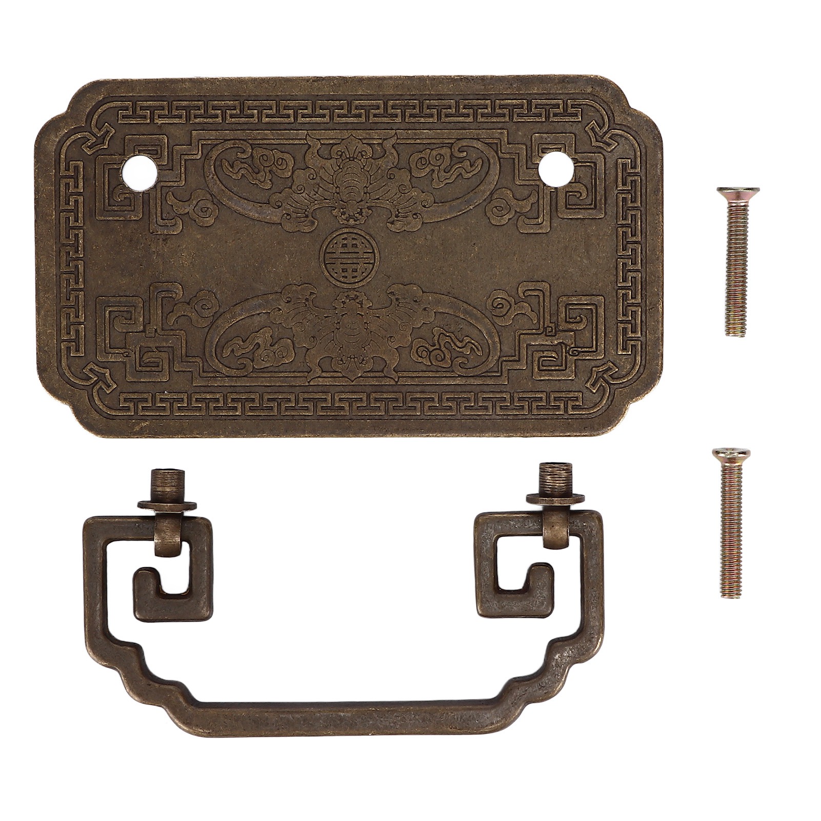 Antiker Schubladengriff In Form Einer Viereckigen Fledermaus, Retro-stil Aus China, Mit 2 Schrauben Für Schranktüren, Bronze.