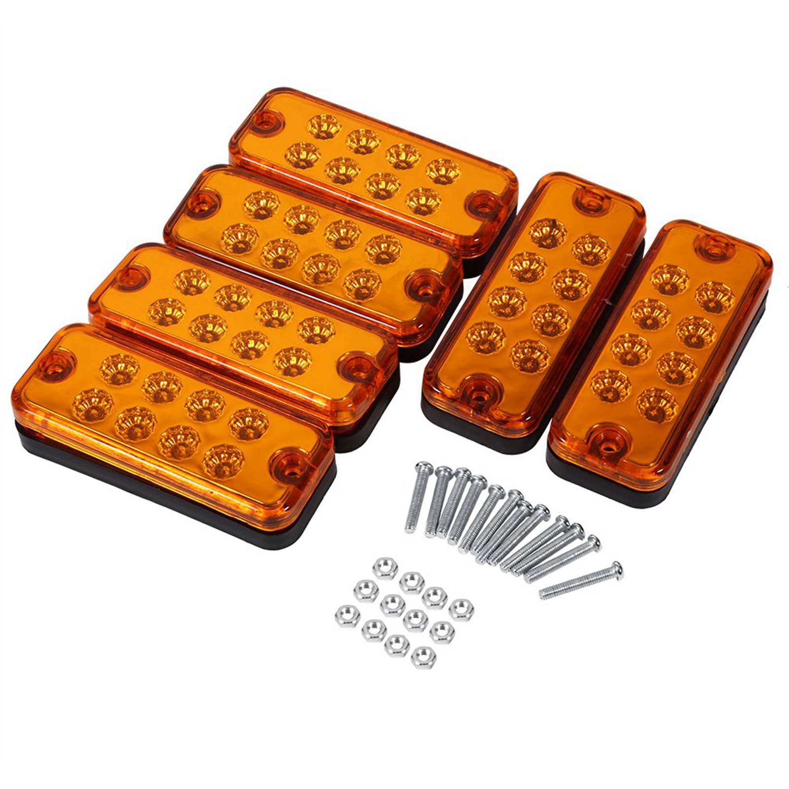 Set Mit 6 Seitenmarkierungsleuchten Mit Je 8 Gelben Leds Für Lkws Und Anhänger.