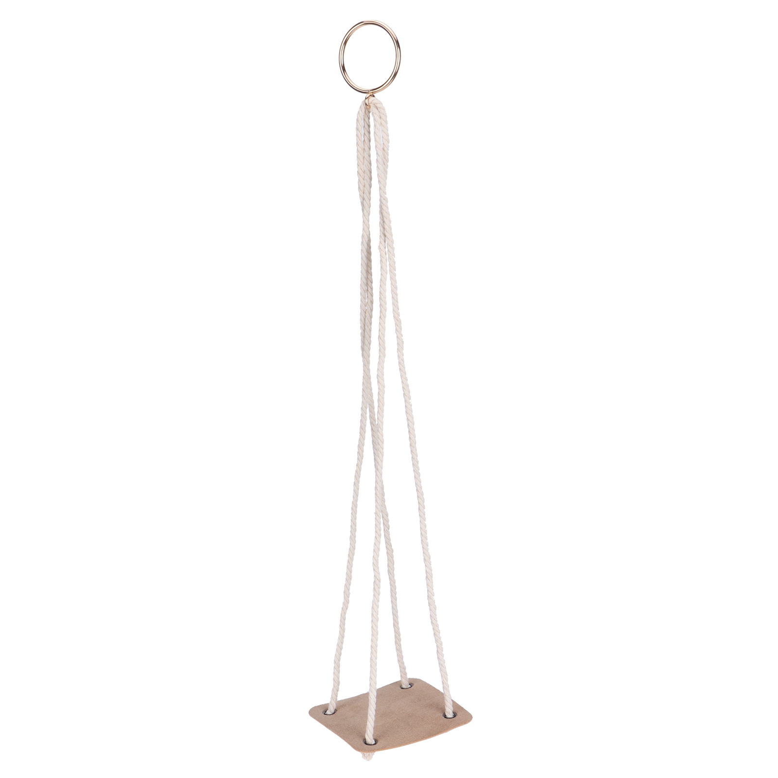 Hängender Blumentopfhalter Mit Sockel Aus Pu-leder Und Baumwollseil, Gelb, 10 Cm.