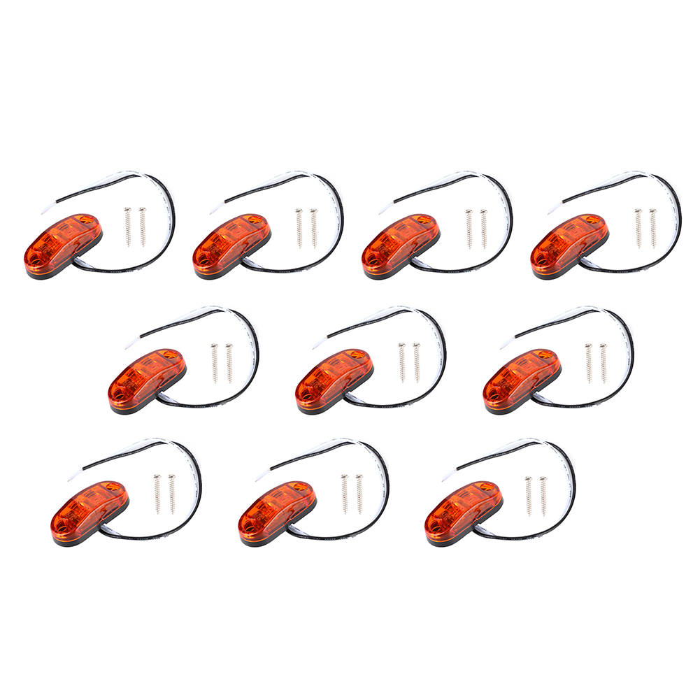 Packung Mit 10 Ovalen 2-led-seitenmarkierungsleuchten, 6,35 Cm (2,5 Zoll), Ultrahell Und Wasserdicht, Für Pkw, Anhänger Und Lkw, Bernsteinfarben.