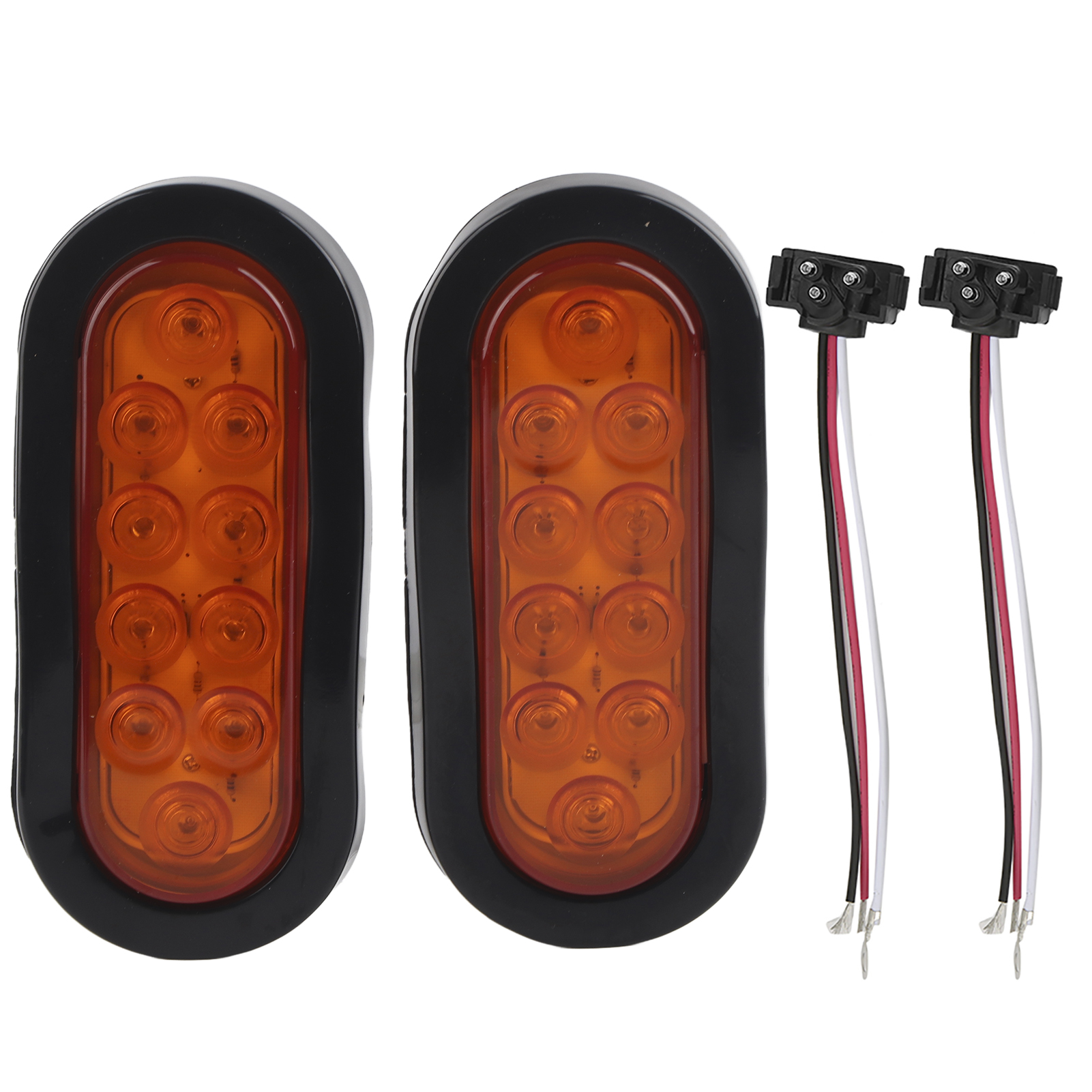 Set Aus 2 Ovalen 10-led-seitenmarkierungsleuchten, 15 Cm (6 Zoll), Ip67 Wasserdicht, Aufputzmontage, Für Lkws Und Anhänger, Bernsteinfarben.