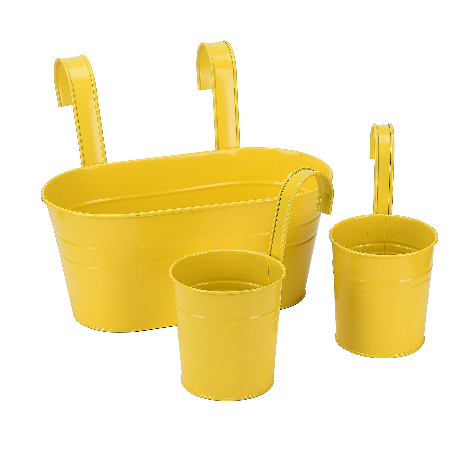 Set Gelber Hängeblumentöpfe Für Außenzäune, Mit Haken, Für Den Hausgebrauch