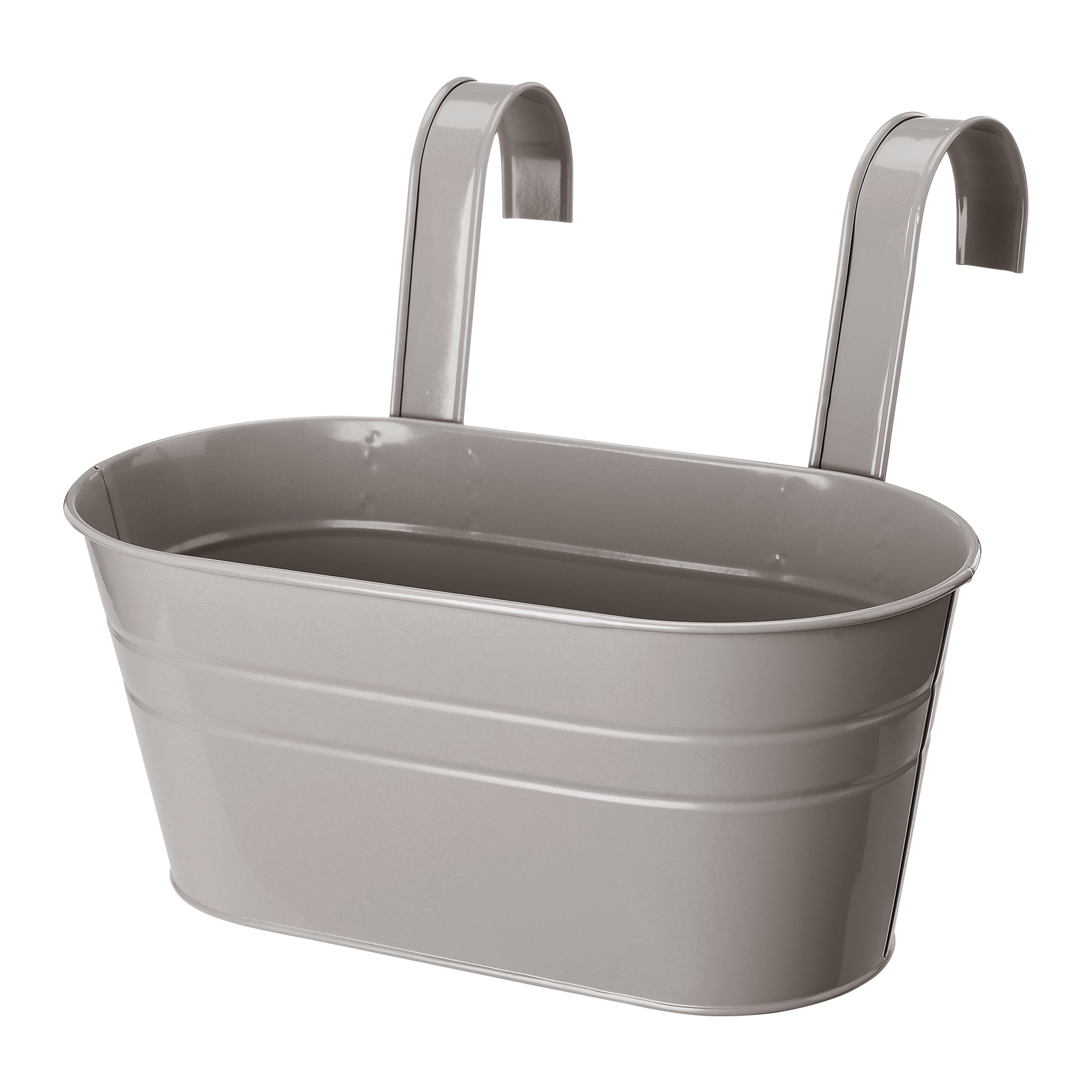 Set Aus 3 Hängenden Blumentöpfen Mit Abnehmbaren Haken, Aus Grauem Eisen, Für Balkon Oder Geländer.