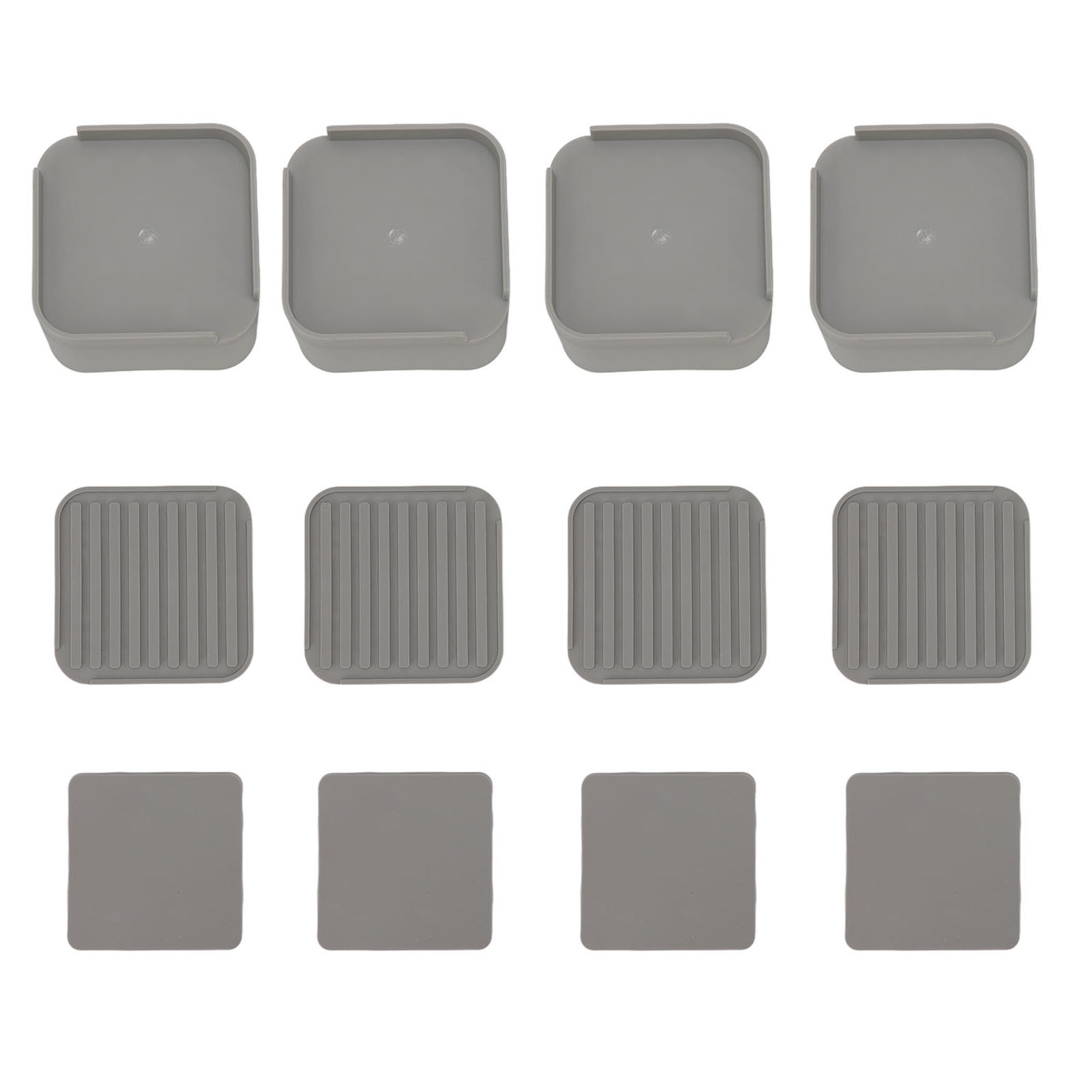 Set Mit 4 Möbelgleitern, 5 Cm, Graues Gummi, Quadratisch, Für Bett, Sofa, Waschmaschine, Bett- Und Waschmaschinenfüße, Für Zuhause