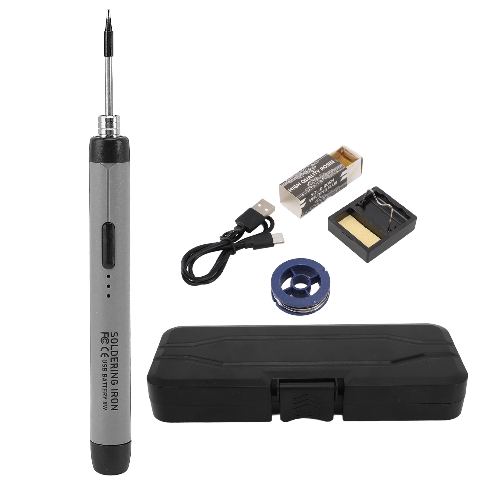 Lötkolben Mit Lötwerkzeugen, Lötspitzen Mit Berührungssensor, 800 Mah Usb-akku, Graues Antioxidations-lötset Für Heimwerker.
