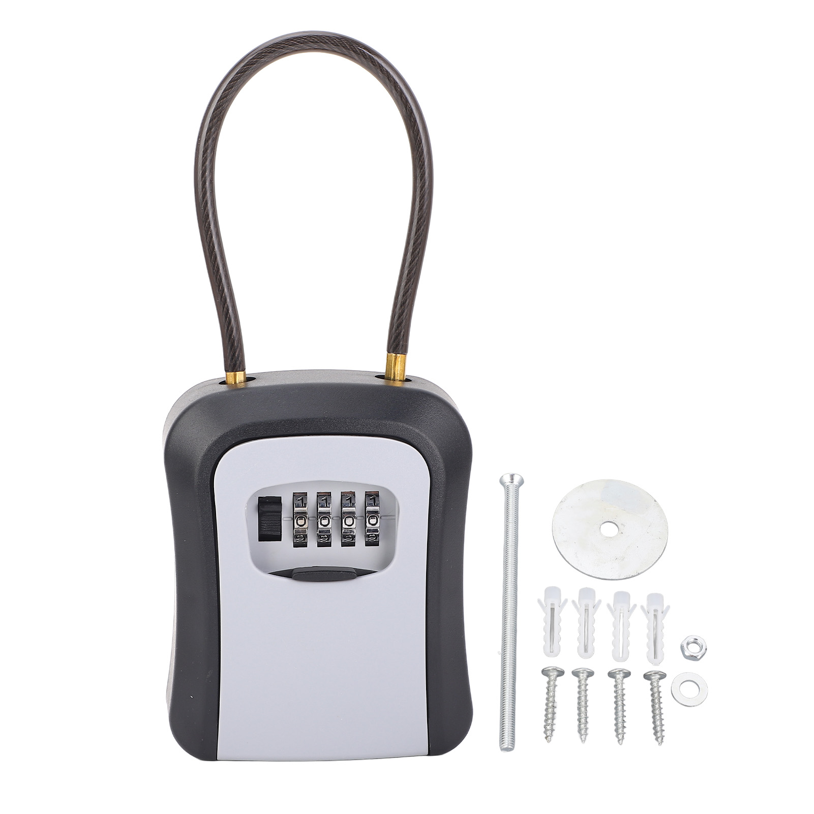 Wasserdichter 4-stelliger Wandsafe Für Türgriff Oder Metallzaun, Grau