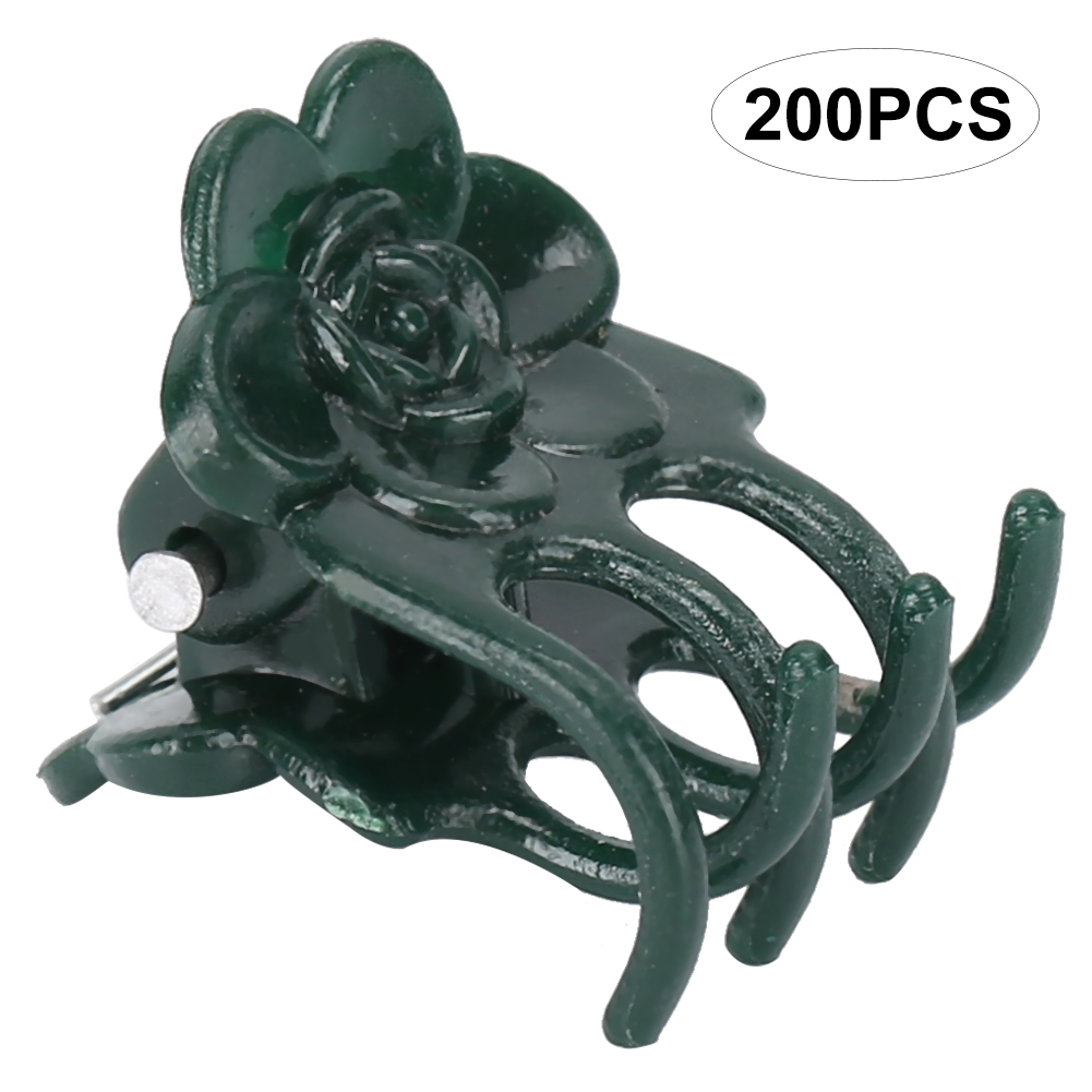 200 Wunderschöne, Rosenförmige Blumenclips Zum Befestigen Von Gartenblumenstielen (grüne Accessoires).