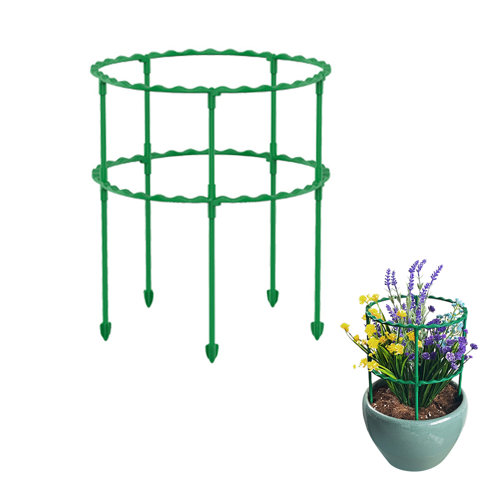 Zweistufige Pflanzenstütze, Grün, Stabil Und Wiederverwendbar, Für Tomaten, Rosen Und Pfingstrosen, 25 Cm