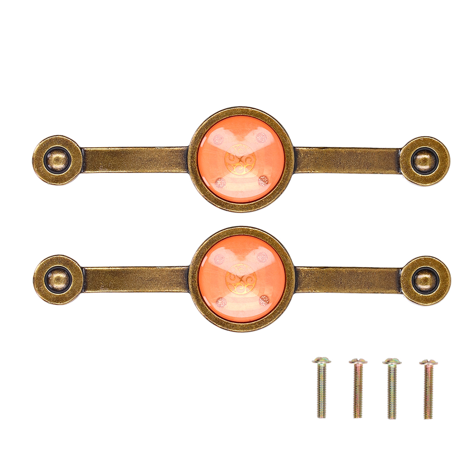 Set Aus 2 Griffen Aus Zinklegierung In Antik-kupferfarbe, Moderner Europäischer Und Ländlicher Stil, Acryl, Für Schrankschubladen, Orange.