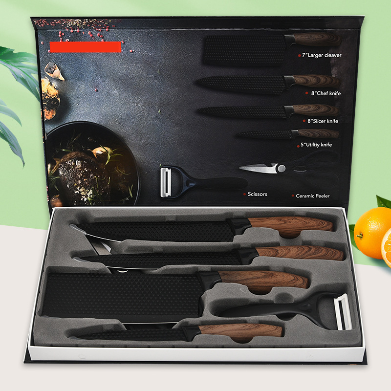 Set Mit 6 Küchenmessern Aus Edelstahl, Kochmessern, Küchenschneidewerkzeugen, Geschenkbox
