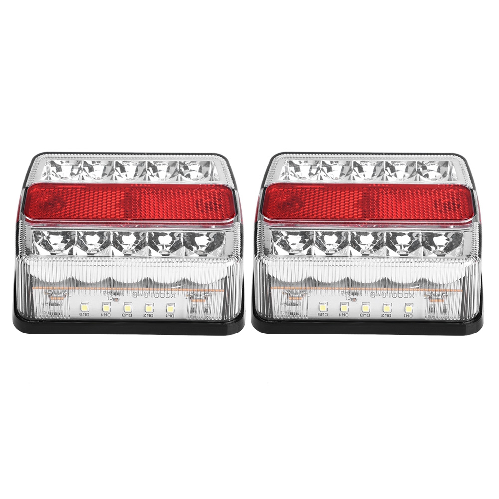 Set Mit 2 12v Led-rückleuchten, 15 Funktionen, Für Anhänger, Lkws, Boote Und Wohnwagen (quadratische Form).