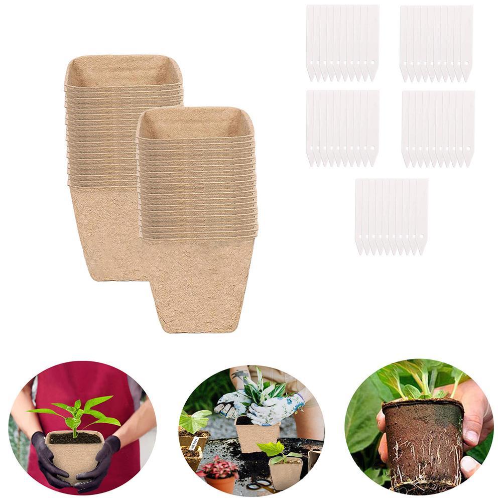 Torftöpfe Für Sämlinge Mit Etiketten, Anzuchttöpfe, Papiertöpfe, Gartenbedarf