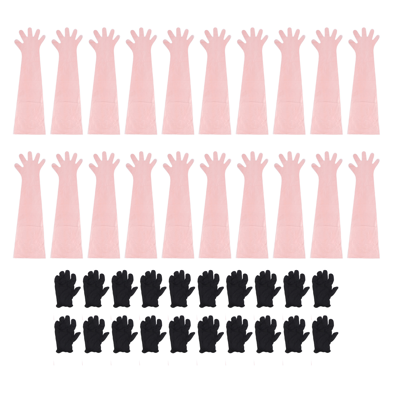 Set Mit 24 Paar Abziehhandschuhen Zum Ausweiden Von Hirschen, Einschließlich Langer Und Kurzer Nitrilhandschuhe.