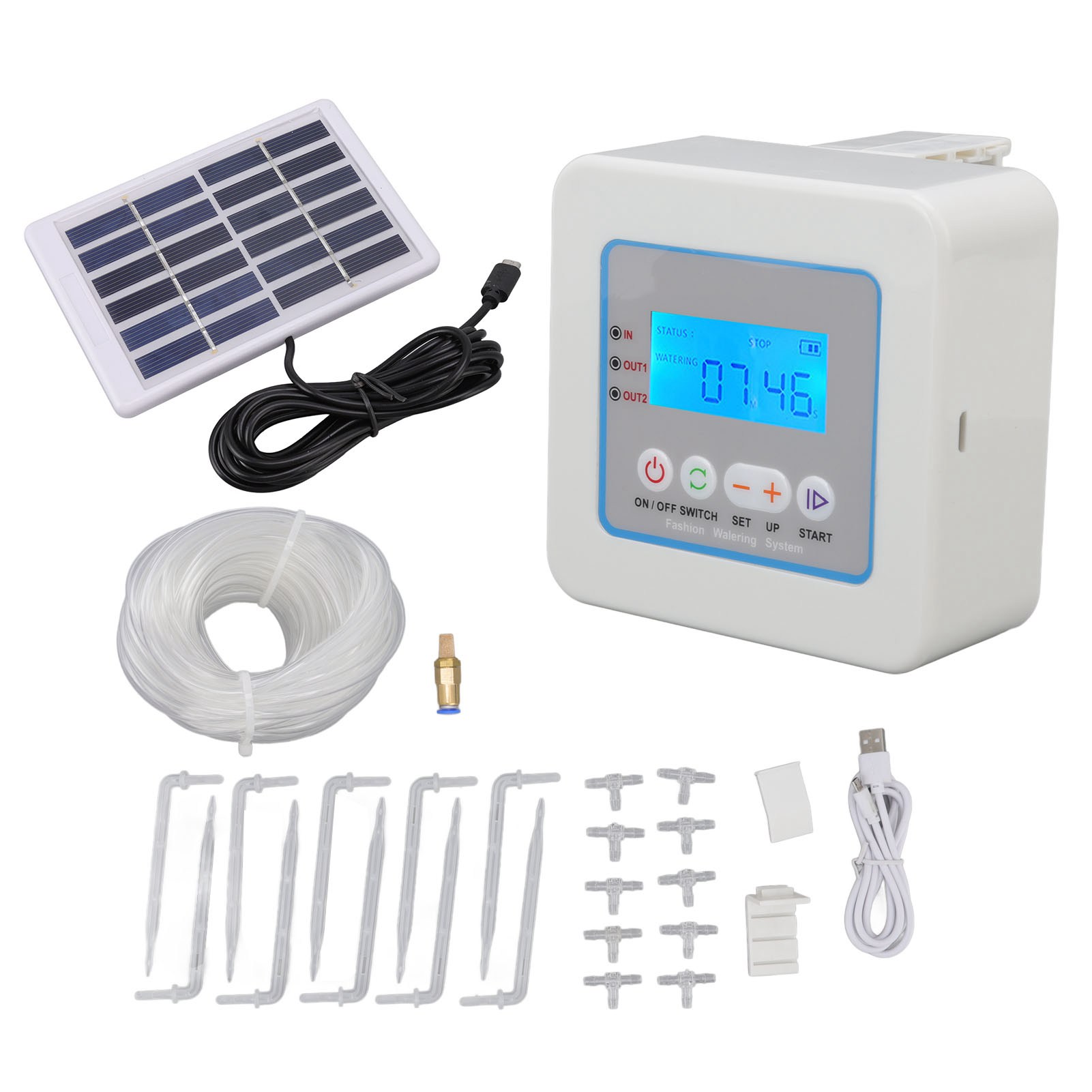 Automatisches Mikro-tropfbewässerungsset Mit Programmierbarem Timer, Multifunktionalem Solar-sprinkler Und Led-anzeige