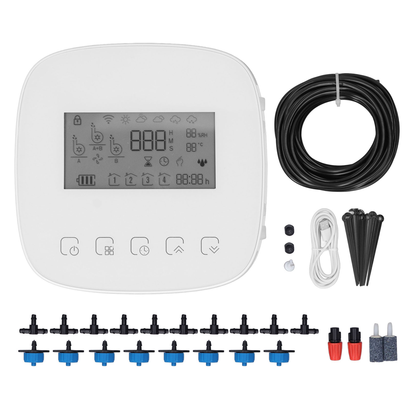 Automatisches Tropfbewässerungsset Mit Smarter App, Wlan Und Programmierbarem Timer Zur Automatischen Bewässerung Von Gartenpflanzen.