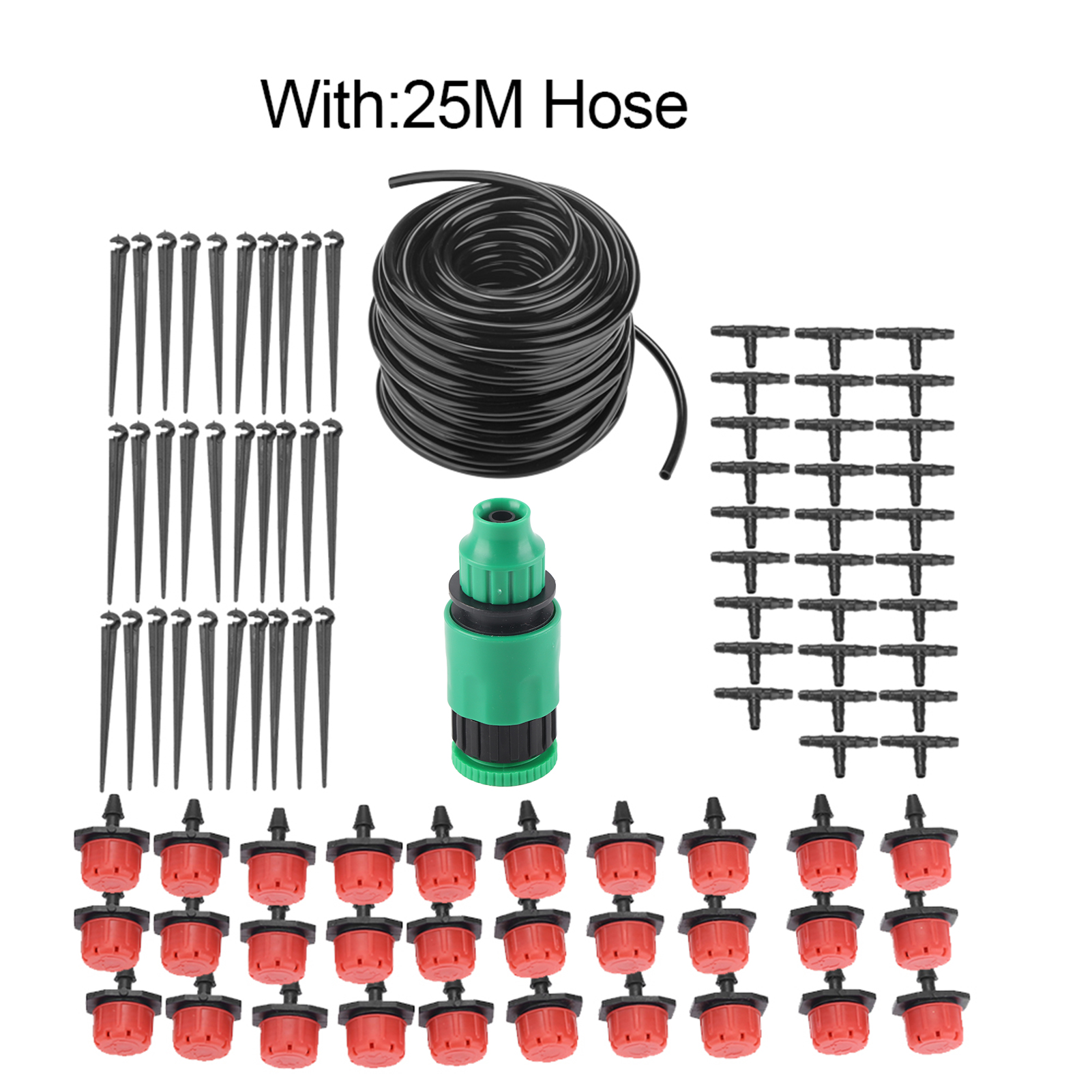 Mikro-bewässerungssystem-set Für Garten, Rasen, Gewächshaus, Pflanzen, Gartenschlauch, Düse Und Regner (25 M)