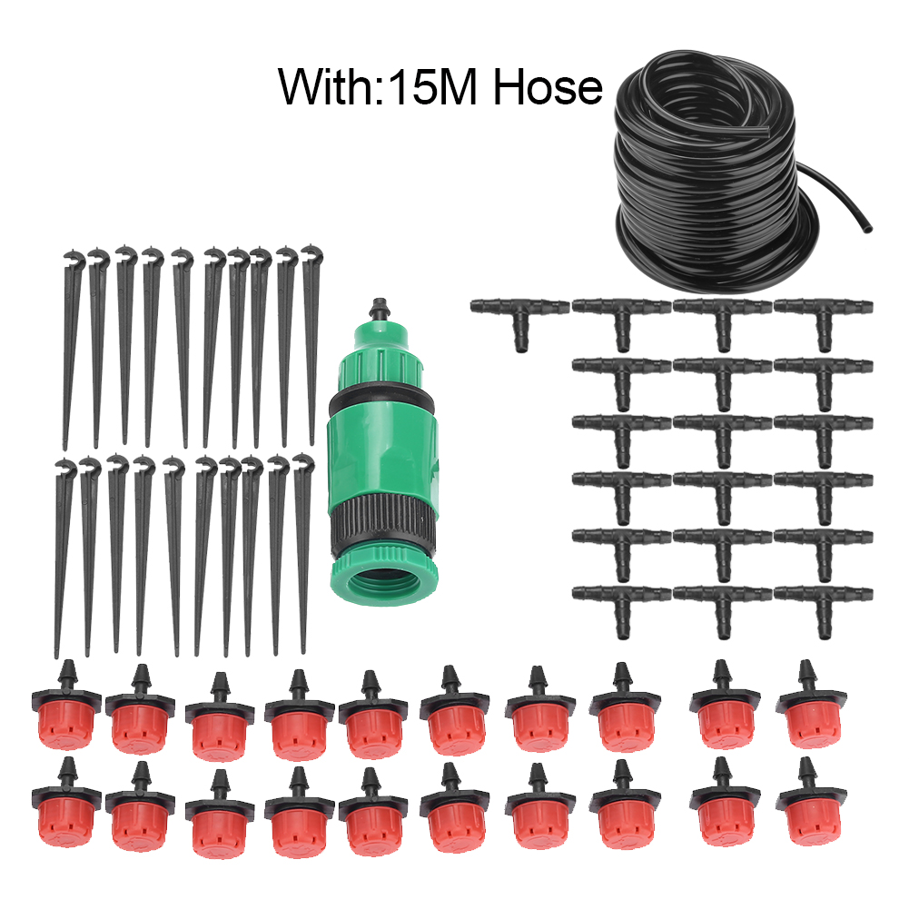 Mikro-bewässerungssystem-set Für Garten, Rasen, Gewächshaus, Pflanzen, Gartenschlauch, Düse Und Regner (15 M)