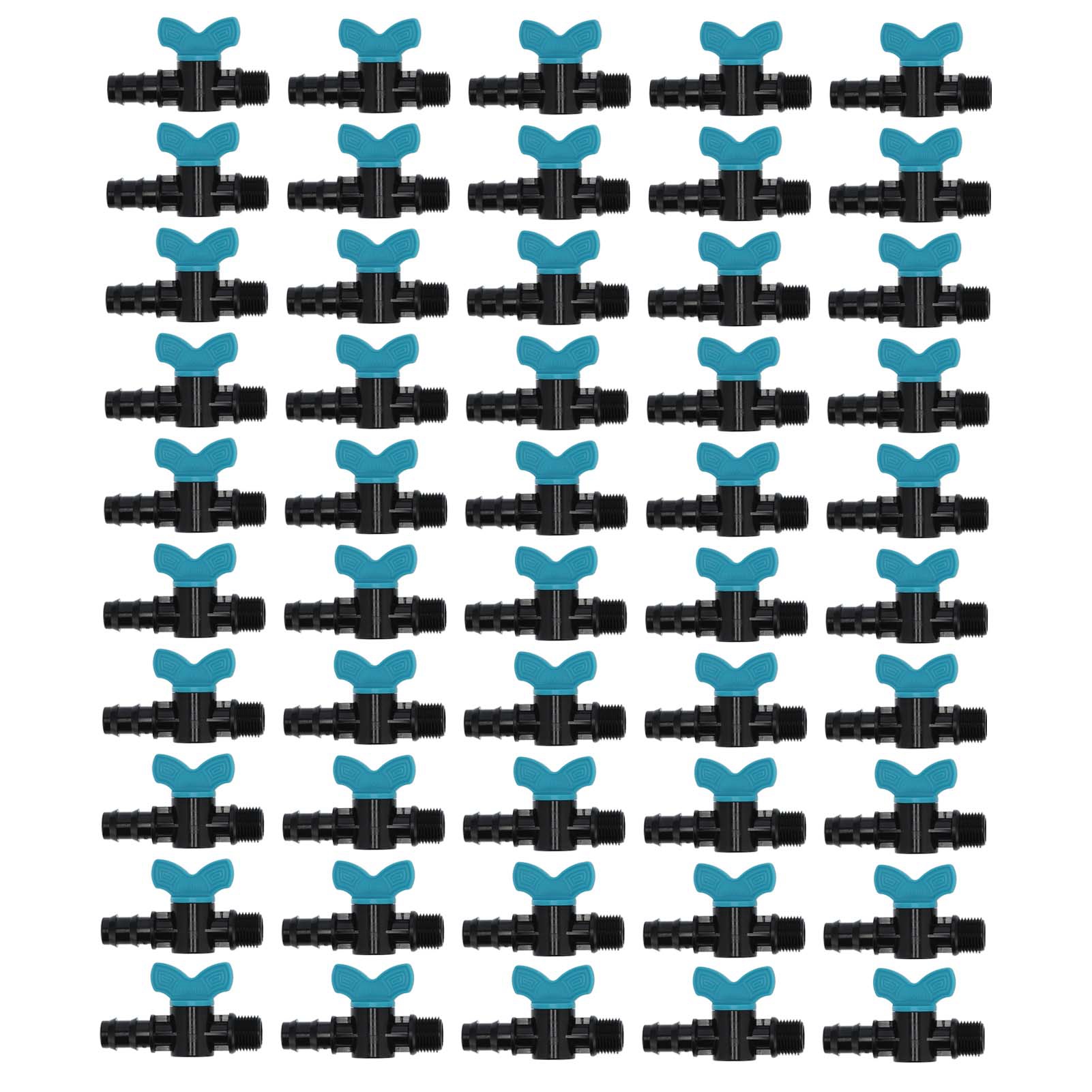 Packung Mit 50 Gerillten Kugelabsperrventilen, 25 X 1/2 Zoll Außengewinde, Für Bewässerung Und Gartenbau.