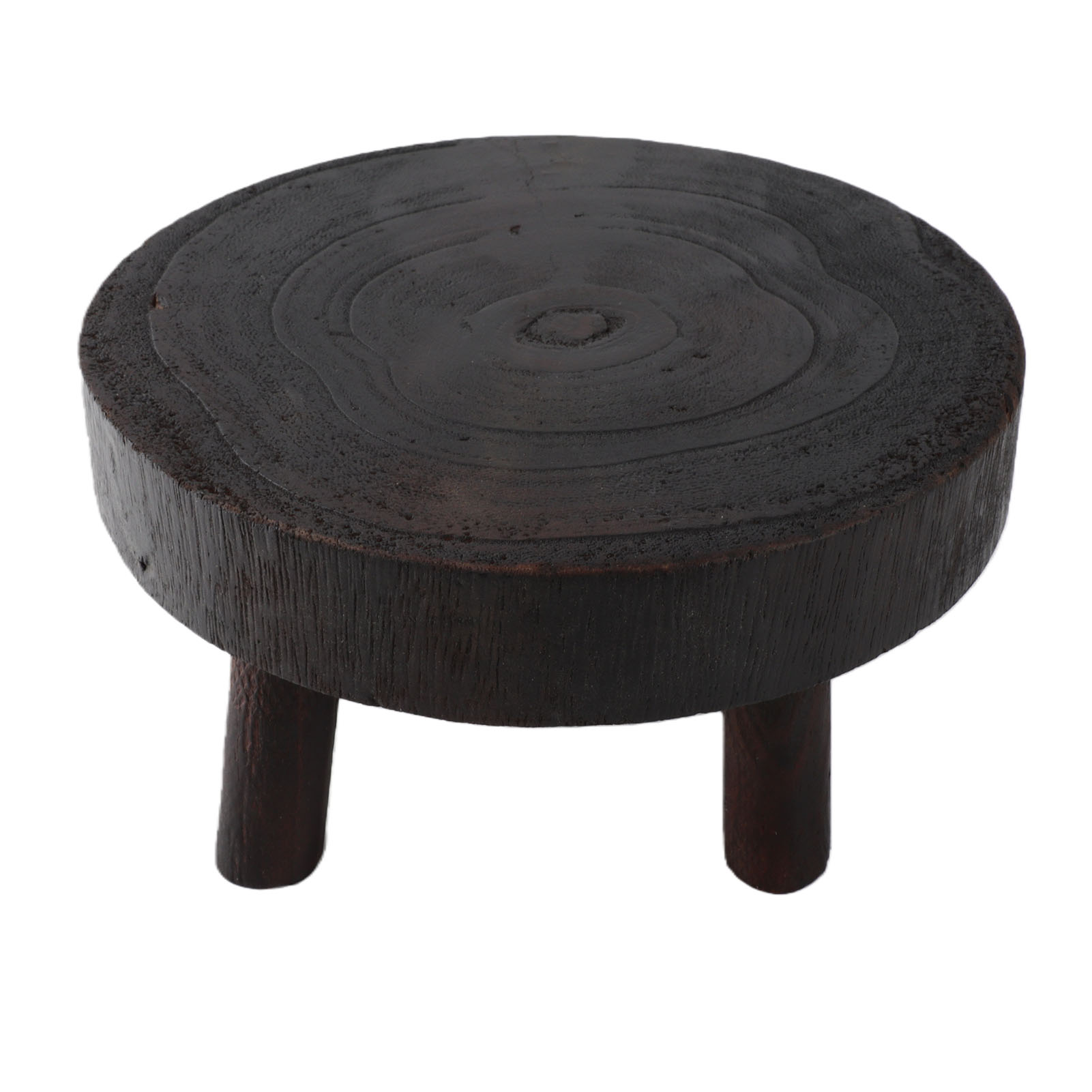 Blumenständerhocker Aus Holz, Runder Holzsockel Mit 6 Cm Hohen Beinen, Oberfläche Mit Gebranntem Tungöl, Größe M