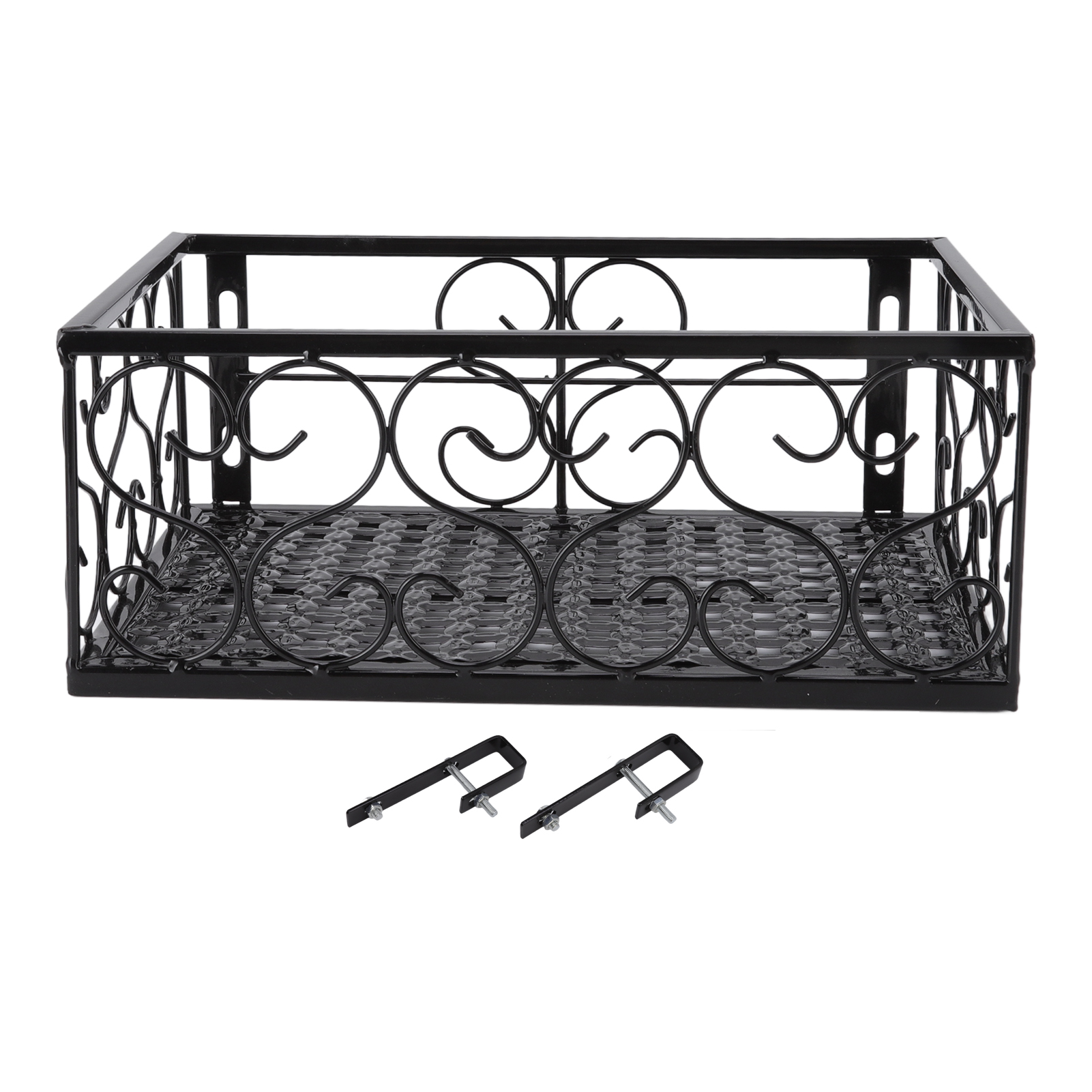 Dickwandiger Balkonblumentopfständer Aus Eisen, Dekoratives Regal Mit Befestigungsmaterial Für Terrassengeländer Und Fensterbänke, Kompatibel Mit Geländern Mit Einer Stärke Von 2,5 Cm/1 Zoll.