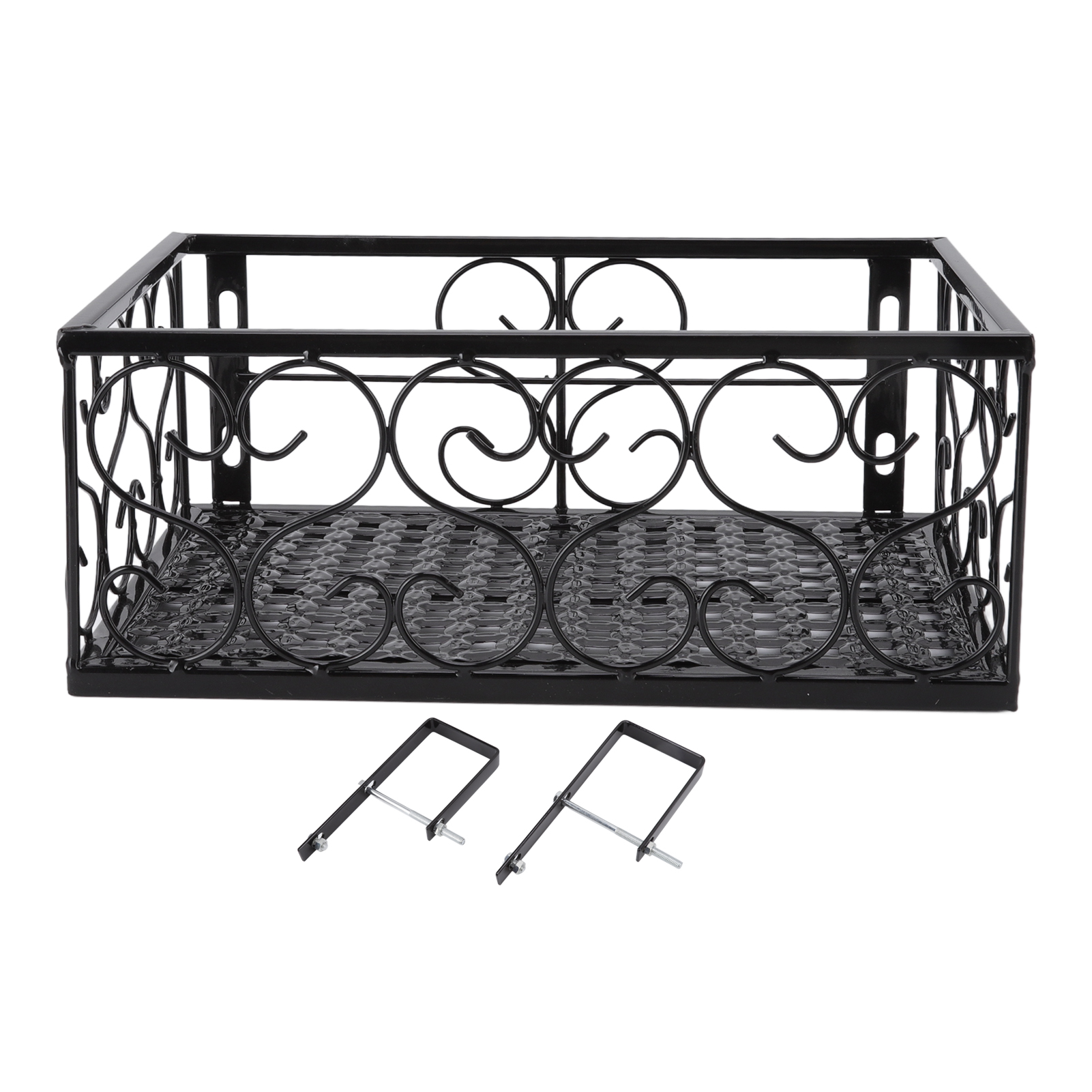 Dickwandiger Balkon-blumentopfständer Aus Eisen, Dekoratives Regal Mit Befestigungsmaterial Für Terrassengeländer Und Fensterbänke, Kompatibel Mit Geländern Mit Einer Stärke Von 6,5 Cm / 2,6 Zoll.