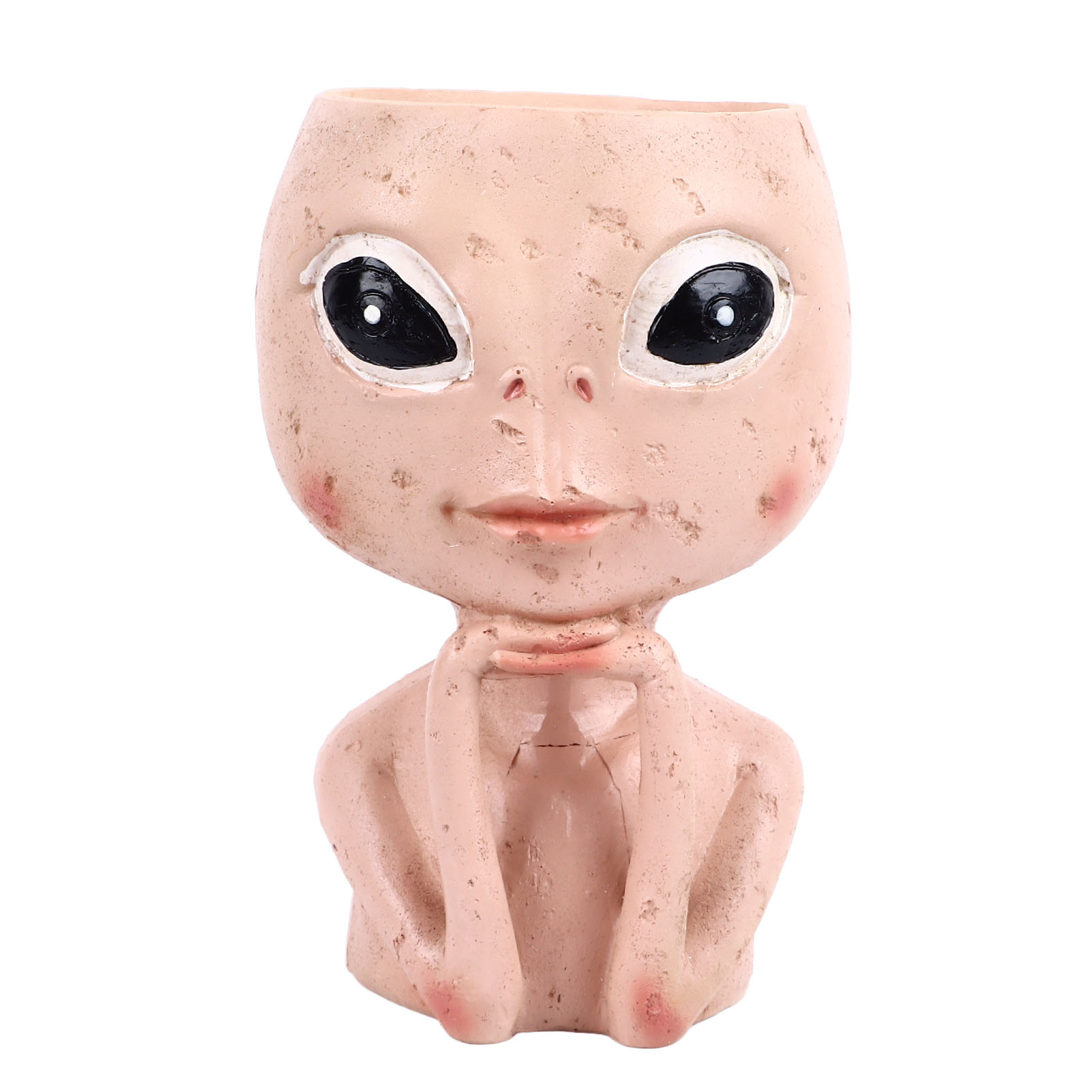 Origineller Blumentopf Aus Kunstharz In Form Eines Alienkopfes Mit Offenen Augen, Mit Abflussloch, Für Sukkulenten, Zur Dekoration Im Innen- Und Außenbereich.