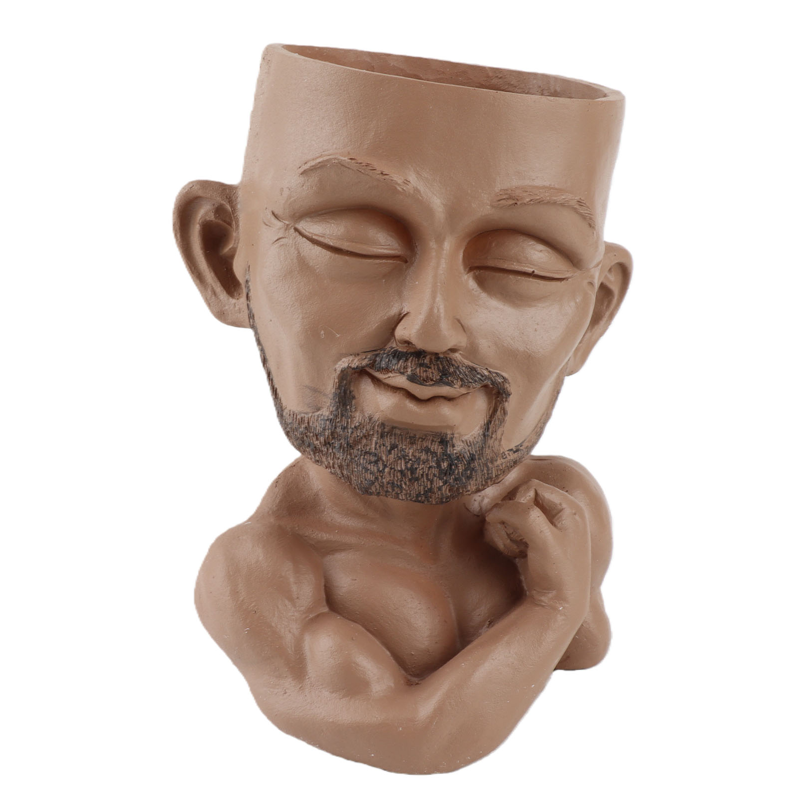 Blumentopf In Form Eines Männergesichts Mit Abflussloch, Blumentopf, Der Einen Muskulösen Mann Darstellt, Für Wohnzimmer, Flur Oder Kaffeefarbenes Zimmer.
