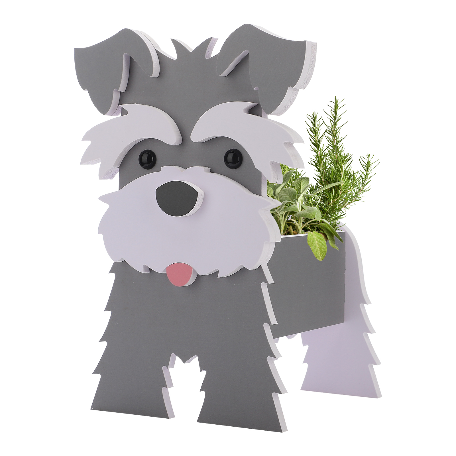 Dekorativer, Hundeförmiger Blumentopf, Hohe Tragfähigkeit, Niedlich Und Liebenswert, Für Die Dekoration Von Haus Und Garten, Grauer Schnauzer, Kleine Größe.