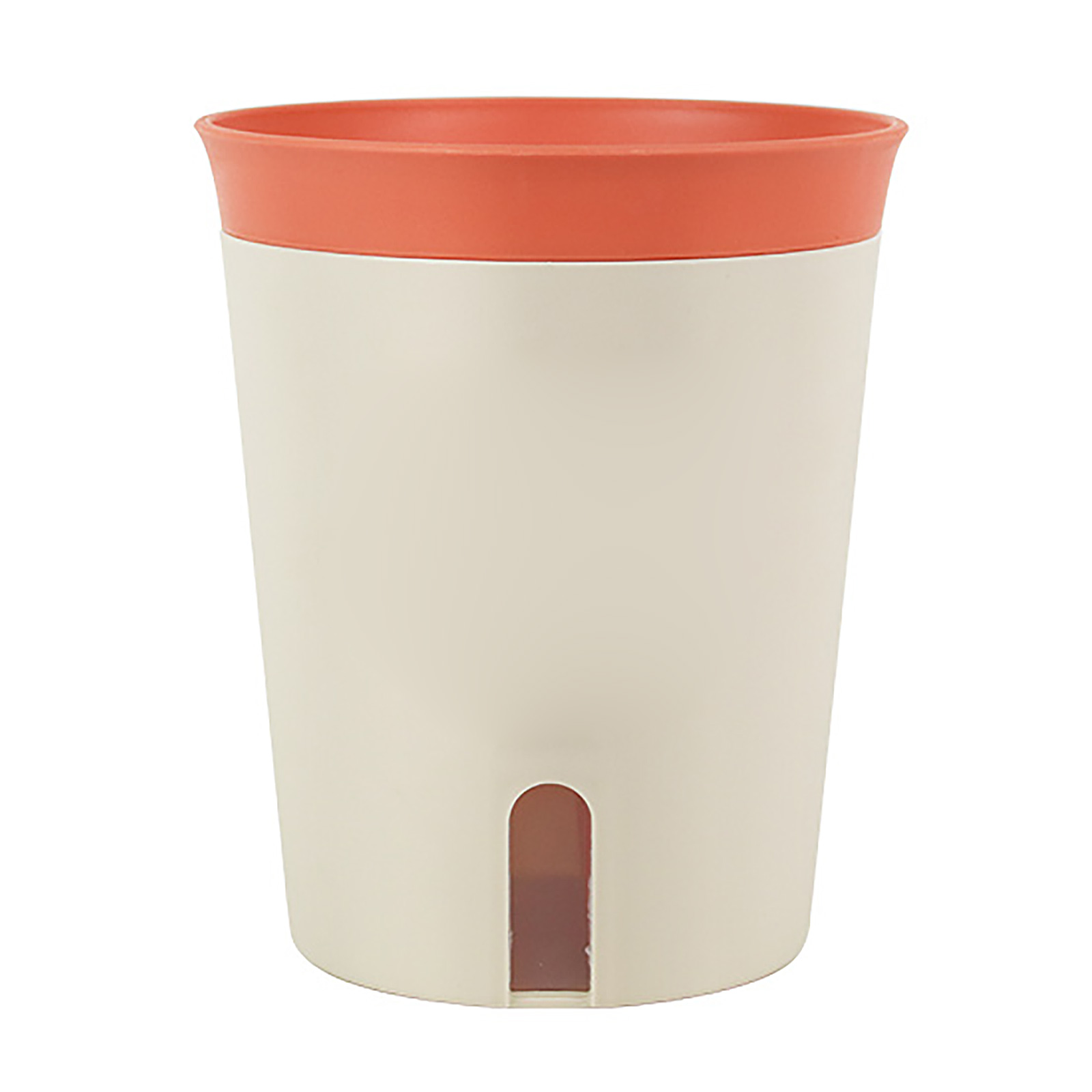 Selbstbewässernder Topf Größe S, Orange Und Rot, Stapelbar, Aus Kunststoff Mit Abflusslöchern, Für Zimmer- Und Gartenpflanzen.