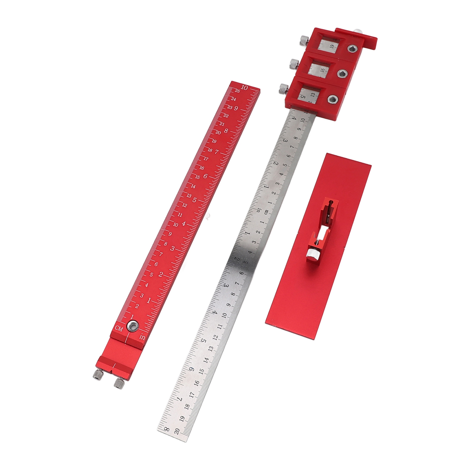 Bohrschablone Aus Aluminiumlegierung Für Schrankbeschläge Mit Positionierungsstempel Zur Montage Von Tür- Und Schubladengriffen.