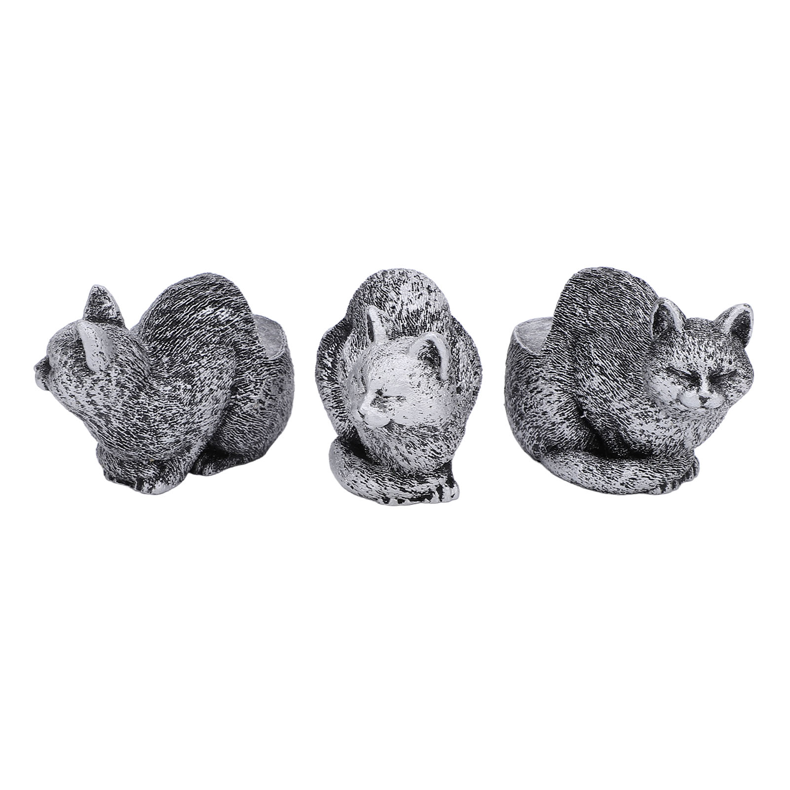 Set Aus 3 Blumentopfhaltern Aus Kunstharz Mit Tierfiguren (schlafende Katze), Für Die Dekoration Im Innen- Und Außenbereich.