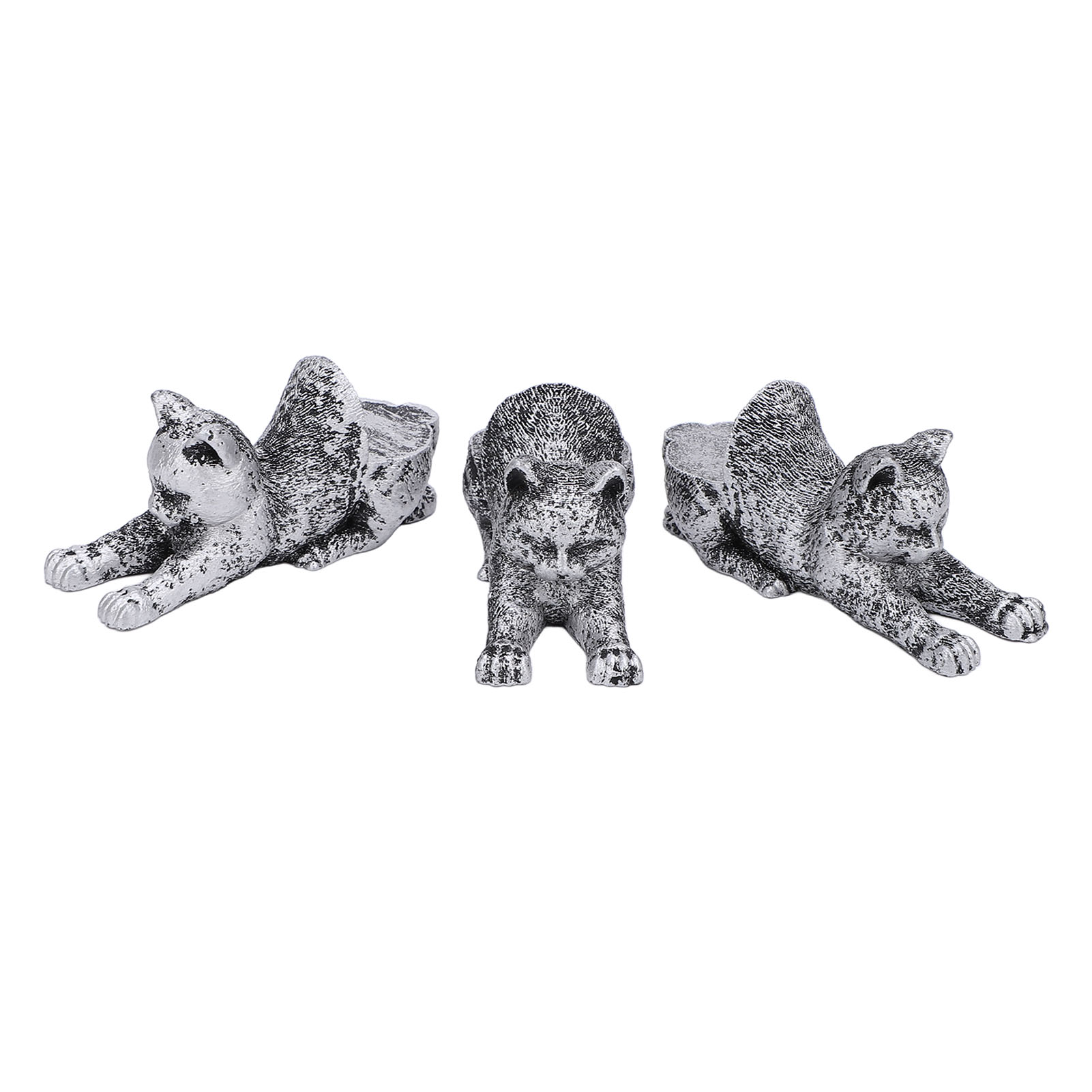Set Aus 3 Blumenständern Aus Kunstharz, Tierfiguren, Tierstatuen, Blumentopferhöhungen, Stützen Für Die Innen- Und Außendekoration, Design: Faule Katze