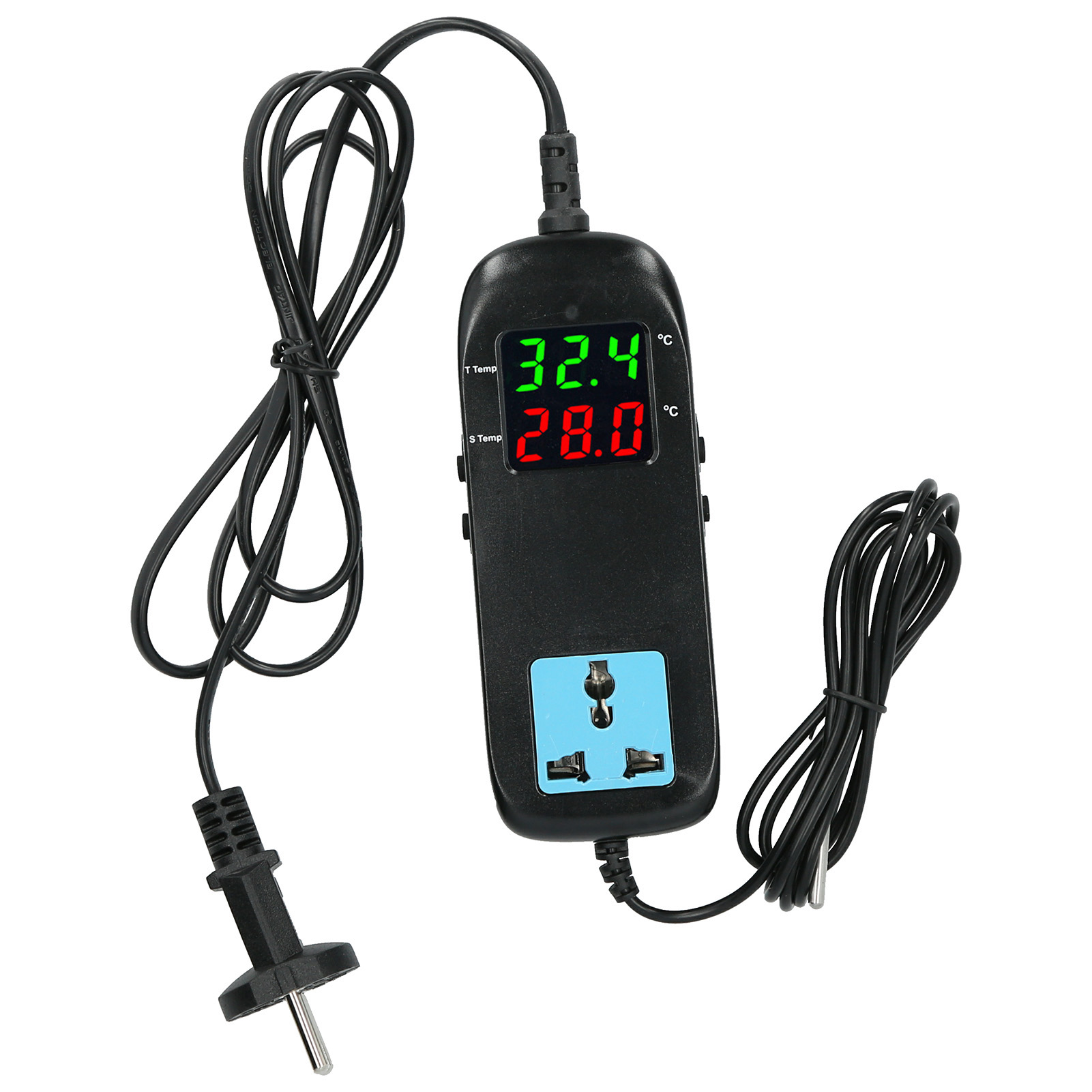 Elektronischer Thermostat Mit Dualer Led-anzeige Und Netzkabel Für Gewächshäuser Und Pflanzen (klimatisierung).