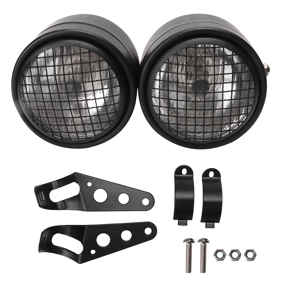 Universeller Runder 8,5-zoll-doppelmotorradscheinwerfer Aus Eisen (schwarz-weißer Grill)