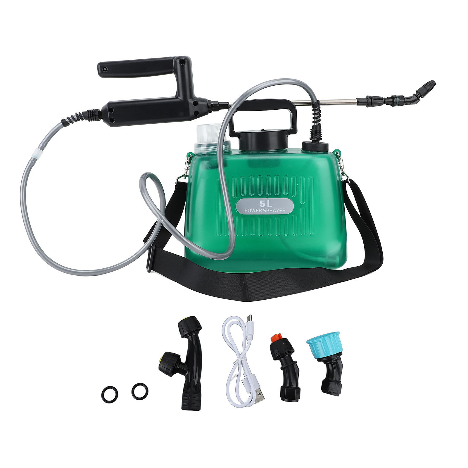 Tragbares Elektrisches Sprühgerät Mit 5 Litern Fassungsvermögen, 2000-mah-akku, Automatischer Sprühfunktion Und 4 Düsen, Zum Unkrautjäten, Autowaschen Und Für Gartenarbeiten.